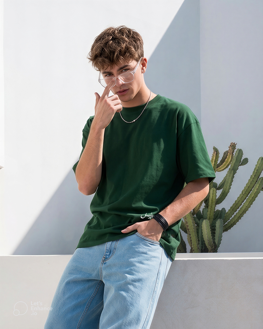 El Arabi Asli Men Oversized SS T-Shirt - Green - NAS Trends