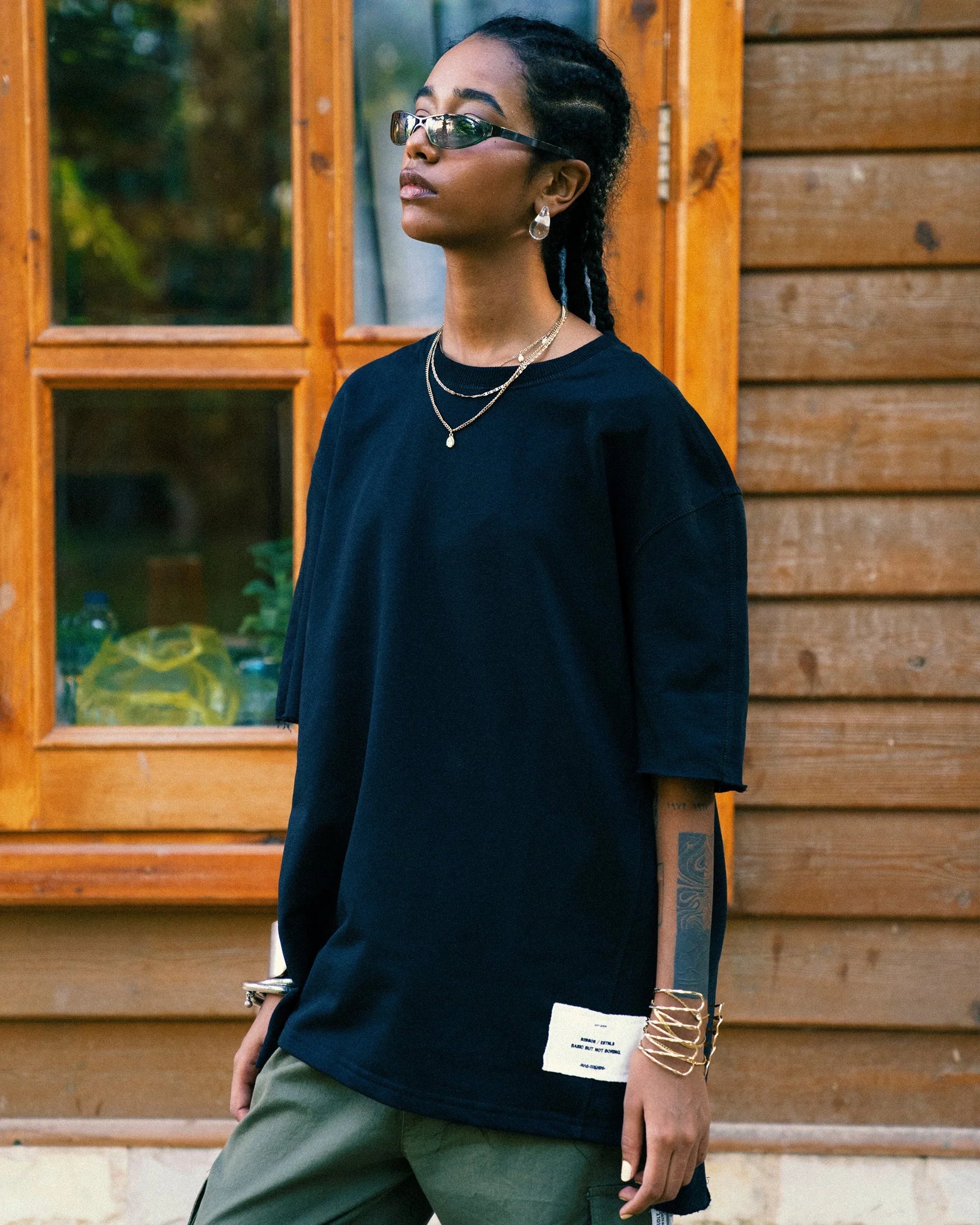 NAS Trends - Stitched Basic Unisex Oversized SS T-Shirt - Black 2