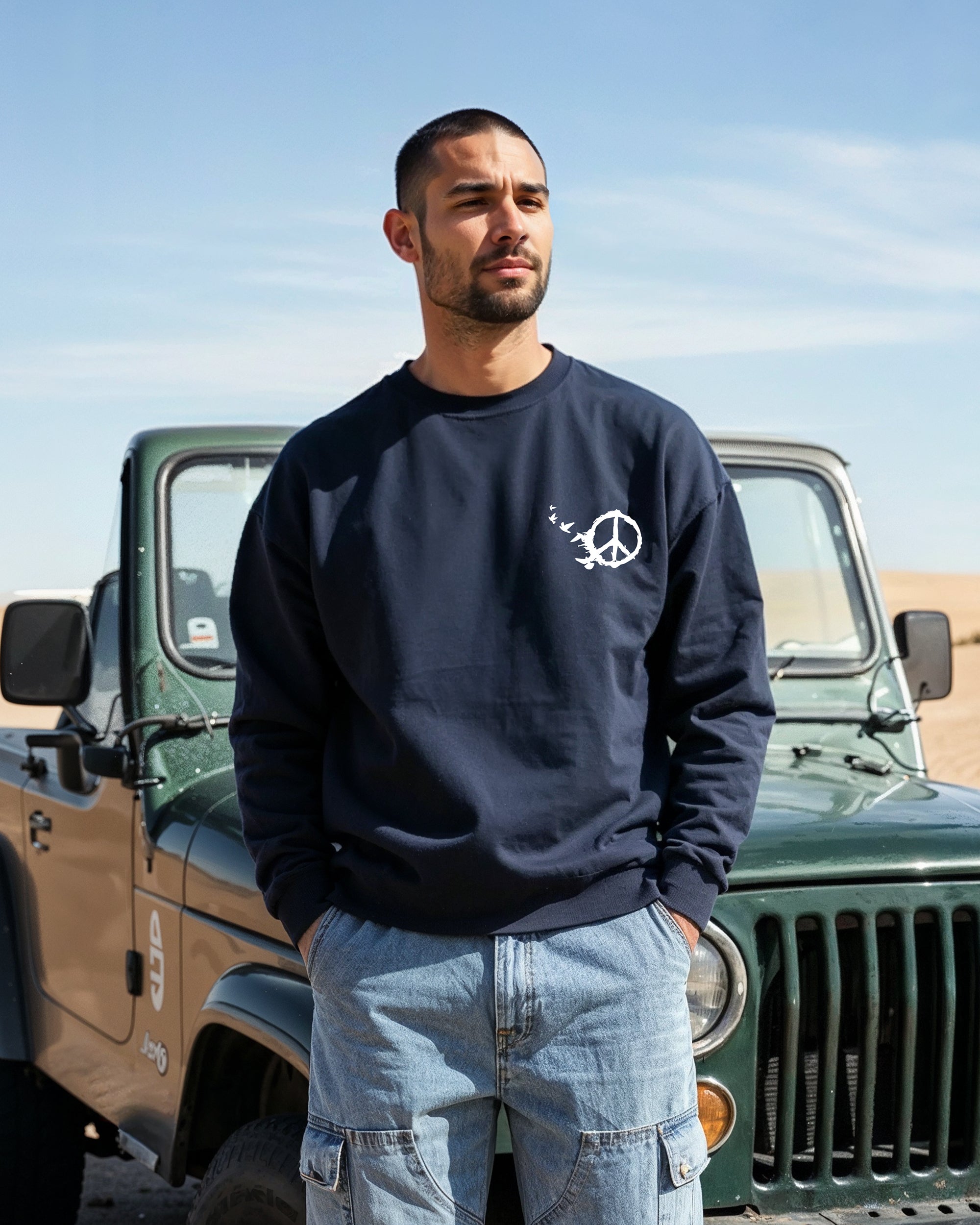 Peace Unisex Oversized Crew-neck Sweatshirt - Dark Grey M - NAS Trends