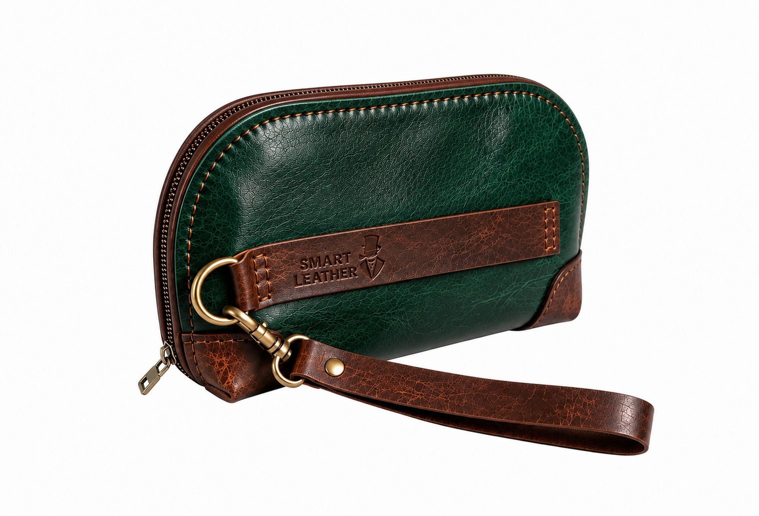Olive Green/Brown Curvy Bag - Smart Leather