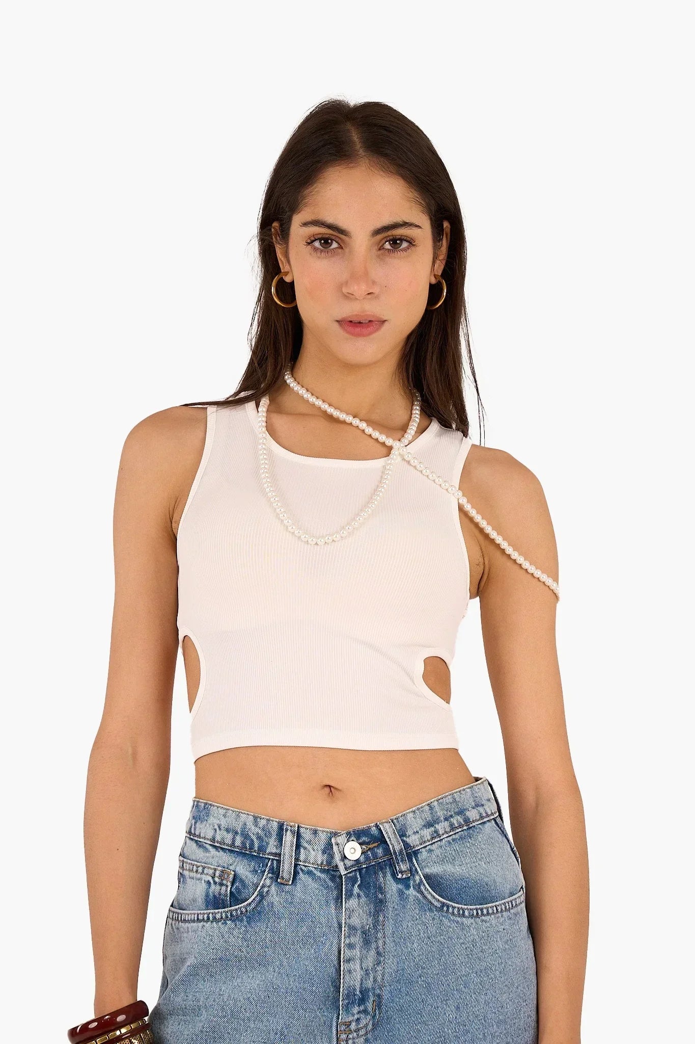 Clue - Cropped Cut-Out Ribbed Top 6
