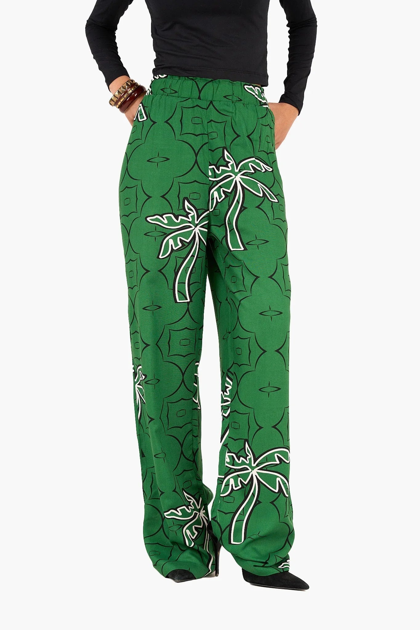 Clue - Palm Printed Green Pants 2