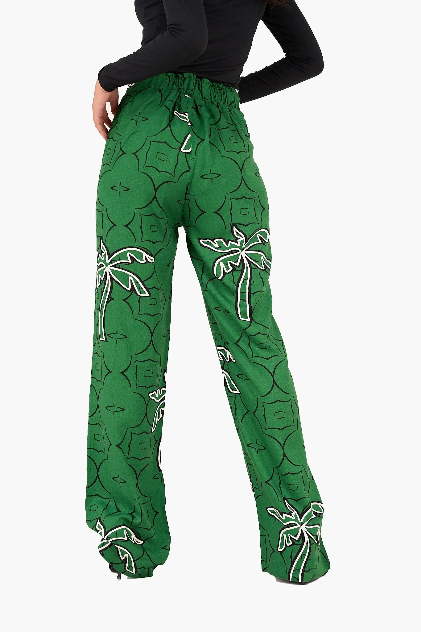 Clue - Palm Printed Green Pants 4