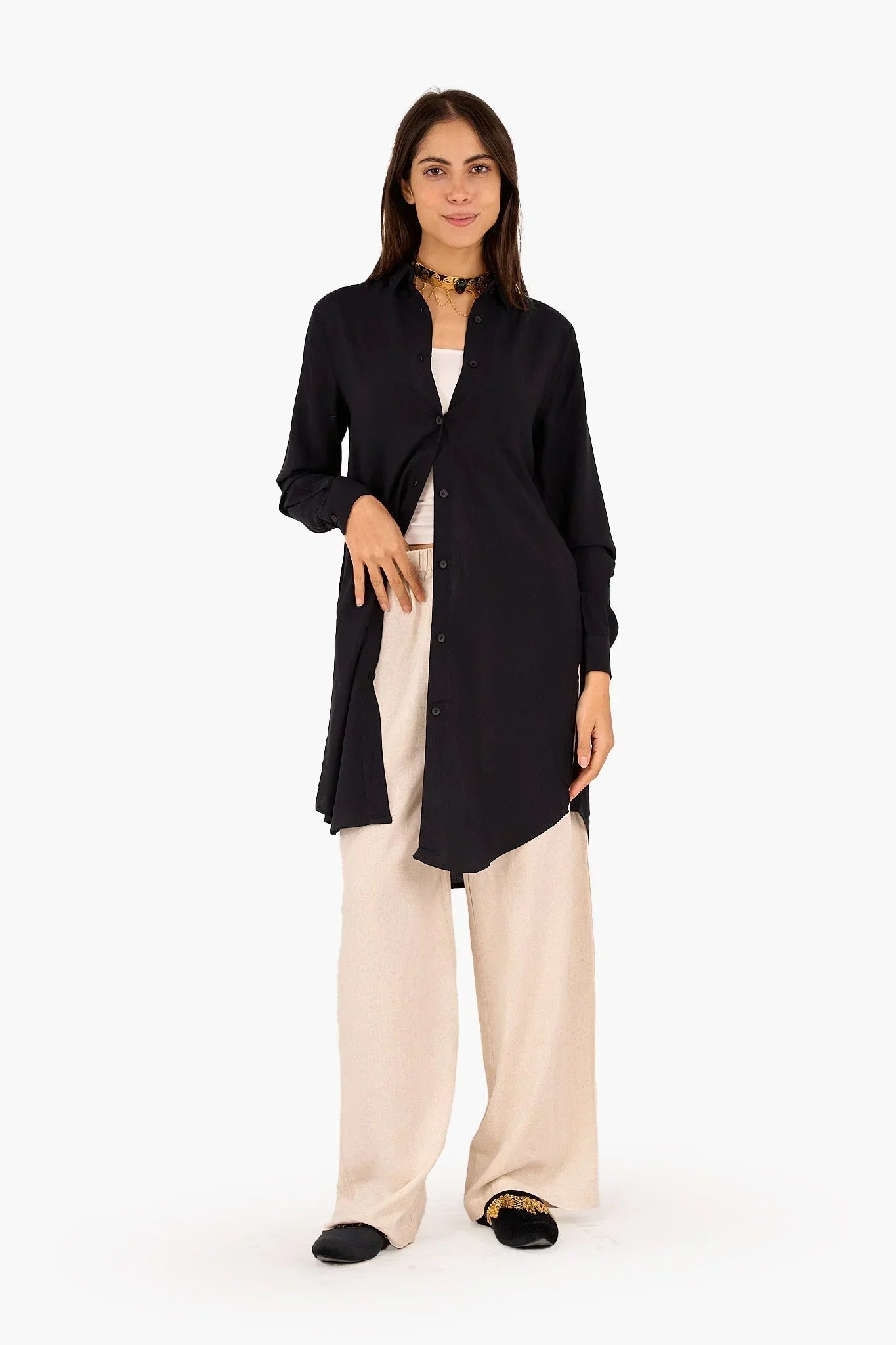 Clue - Rayon Waffle Long Shirt 12