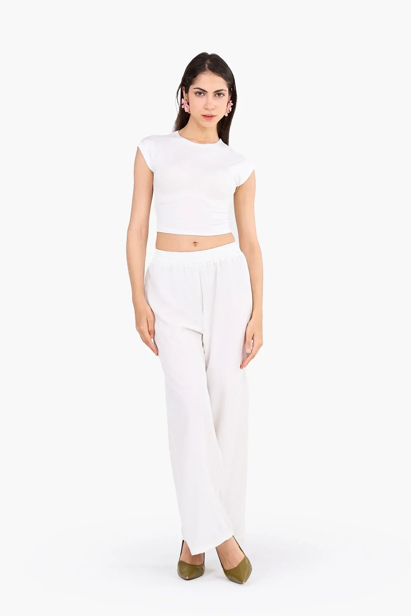 Clue - Cropped Crew Neck Viscose Top 9