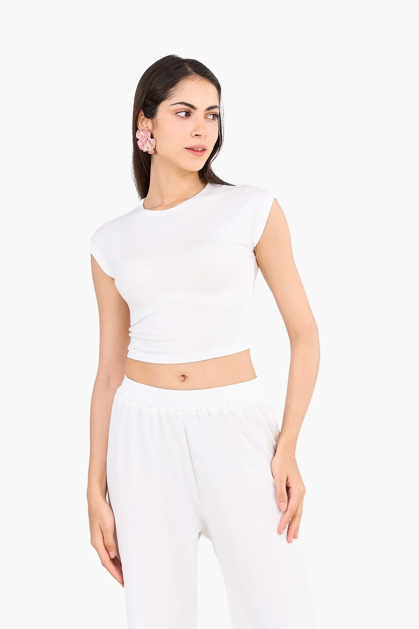 Clue - Cropped Crew Neck Viscose Top 5