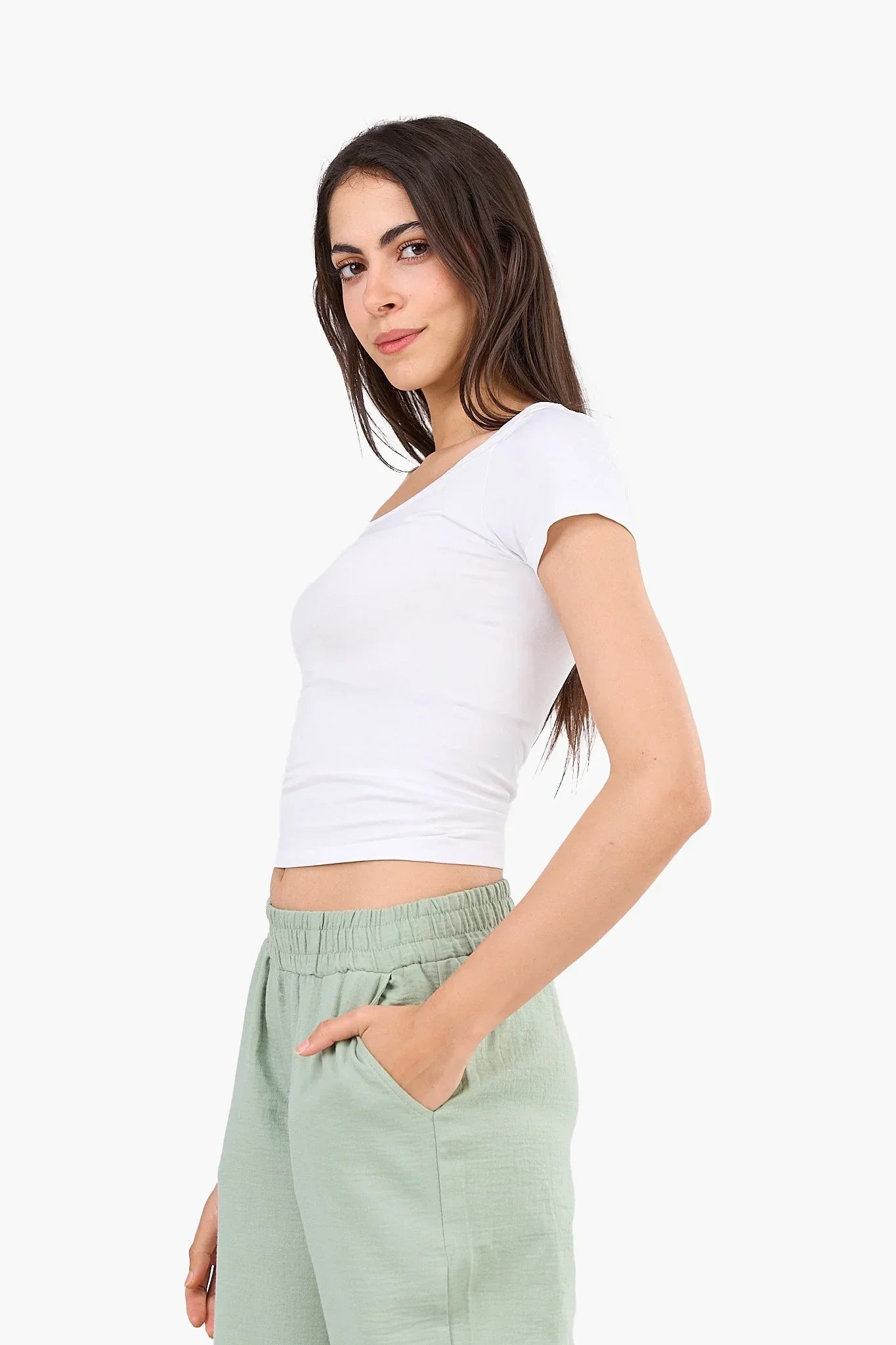 Clue - Round Neck Cropped Top 6