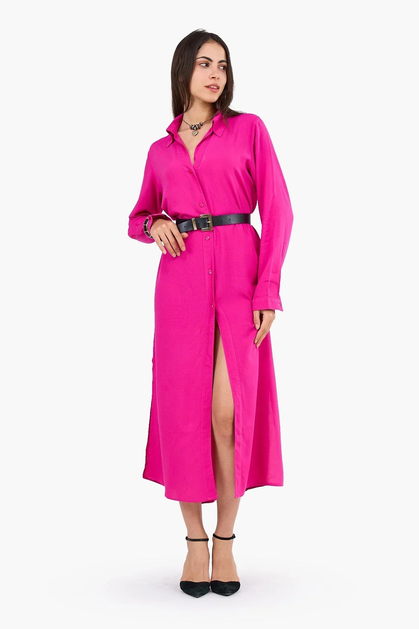 Clue - V-Collared Neck Shirt Dress 1