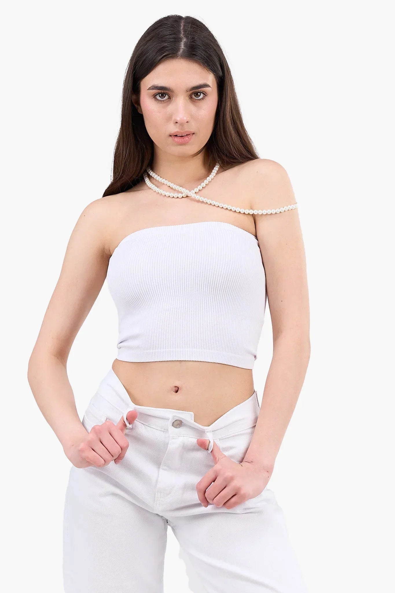 Clue - Strapless Cropped Ribbed Top 8