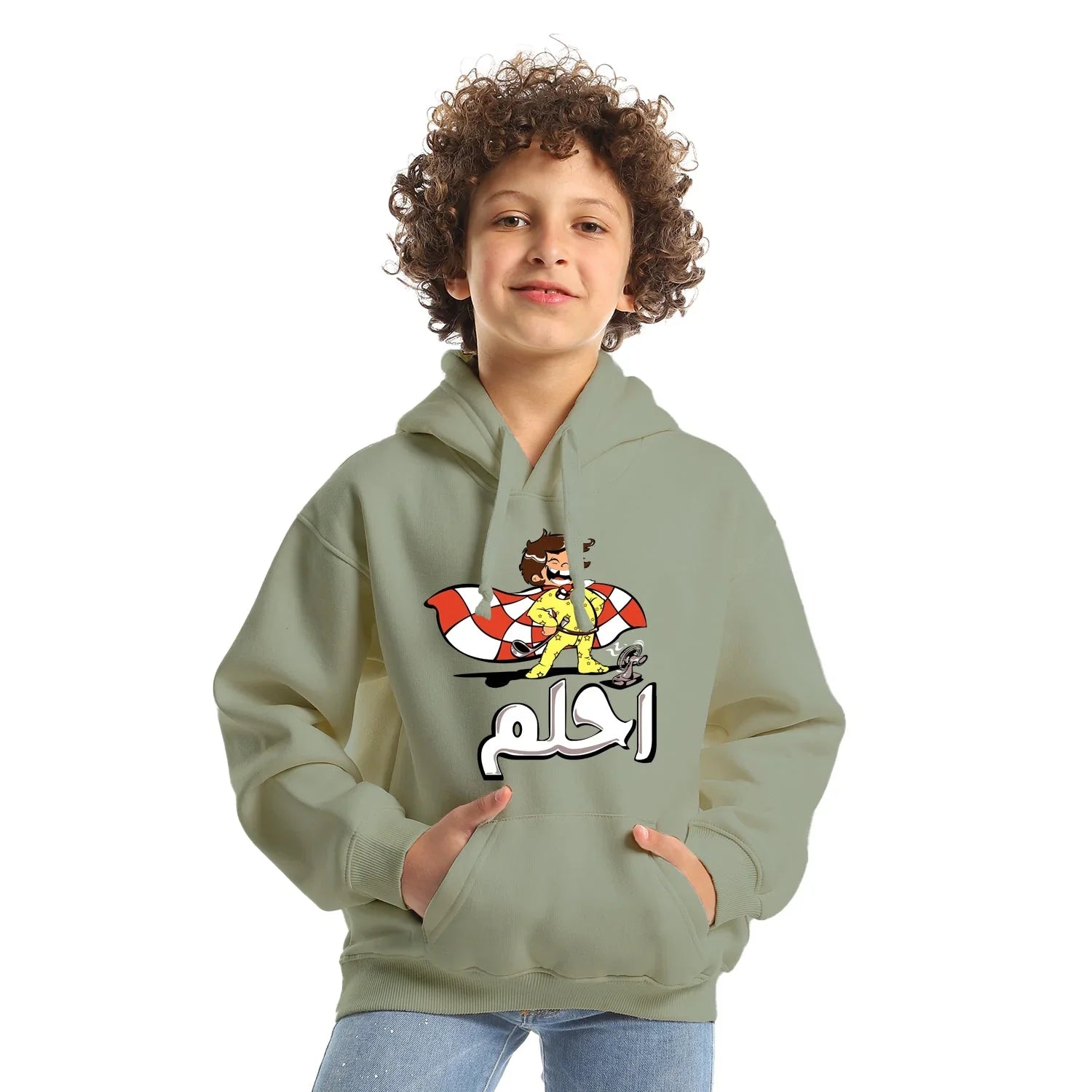 NAS Trends - E7lam Kids Oversized Hoodie-Olive 1