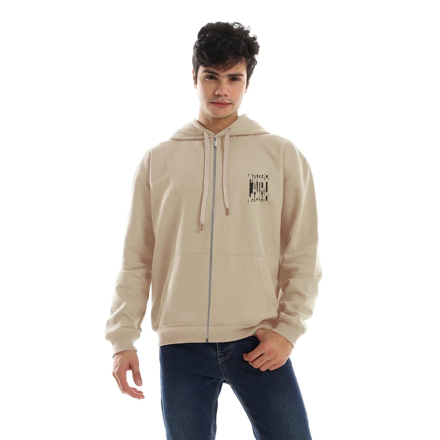 NAS Trends - Cairo Unisex Oversized Zip-up Hoodie-Beige 3