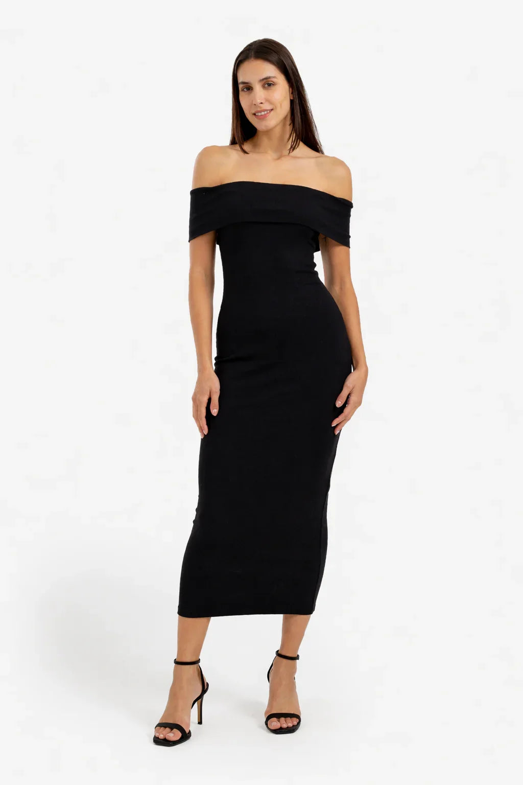 Off-Shoulder Ribbed Dress - Carina 1