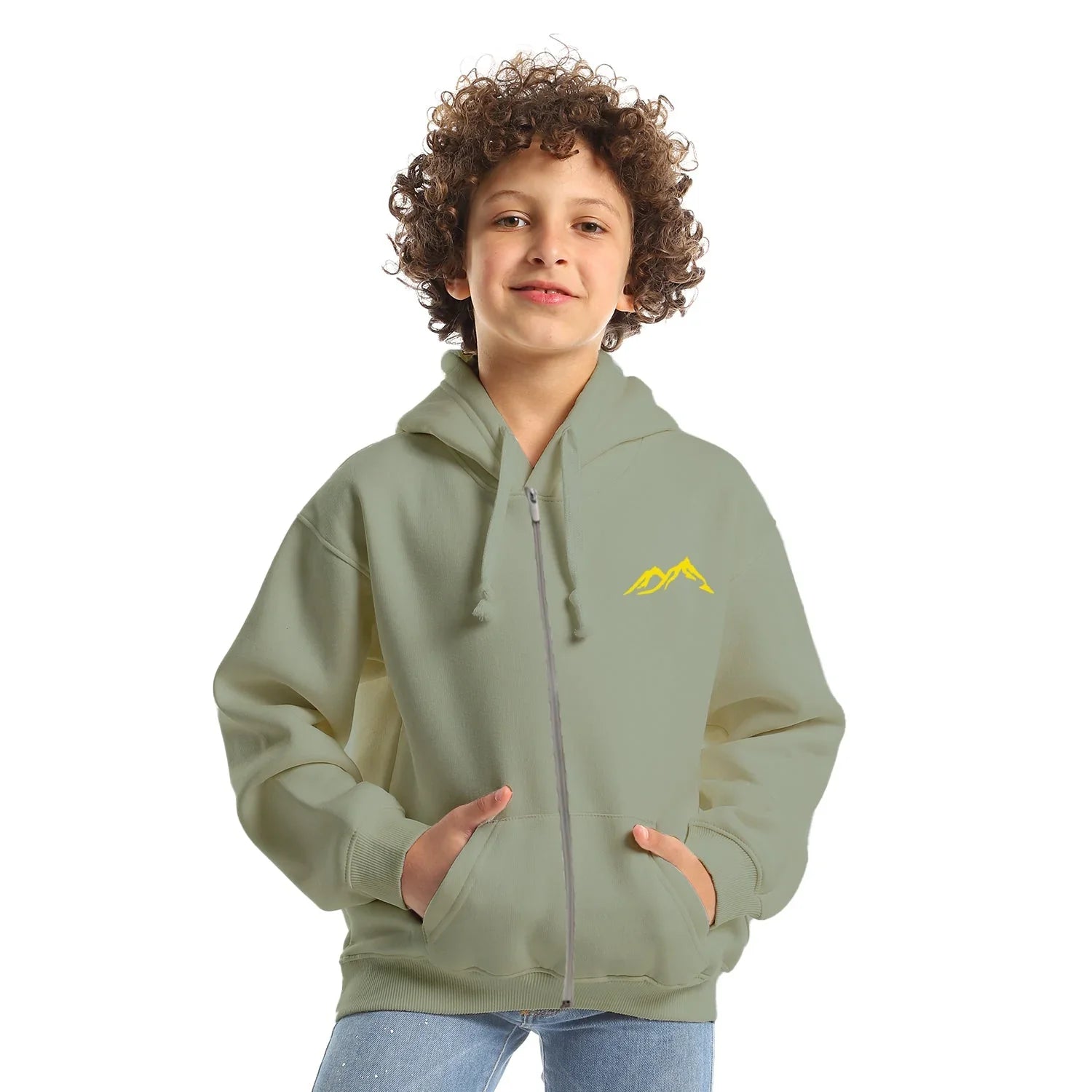 NAS Trends - Cold Mountain Kids Oversized Zip-up Hoodie-Olive 2