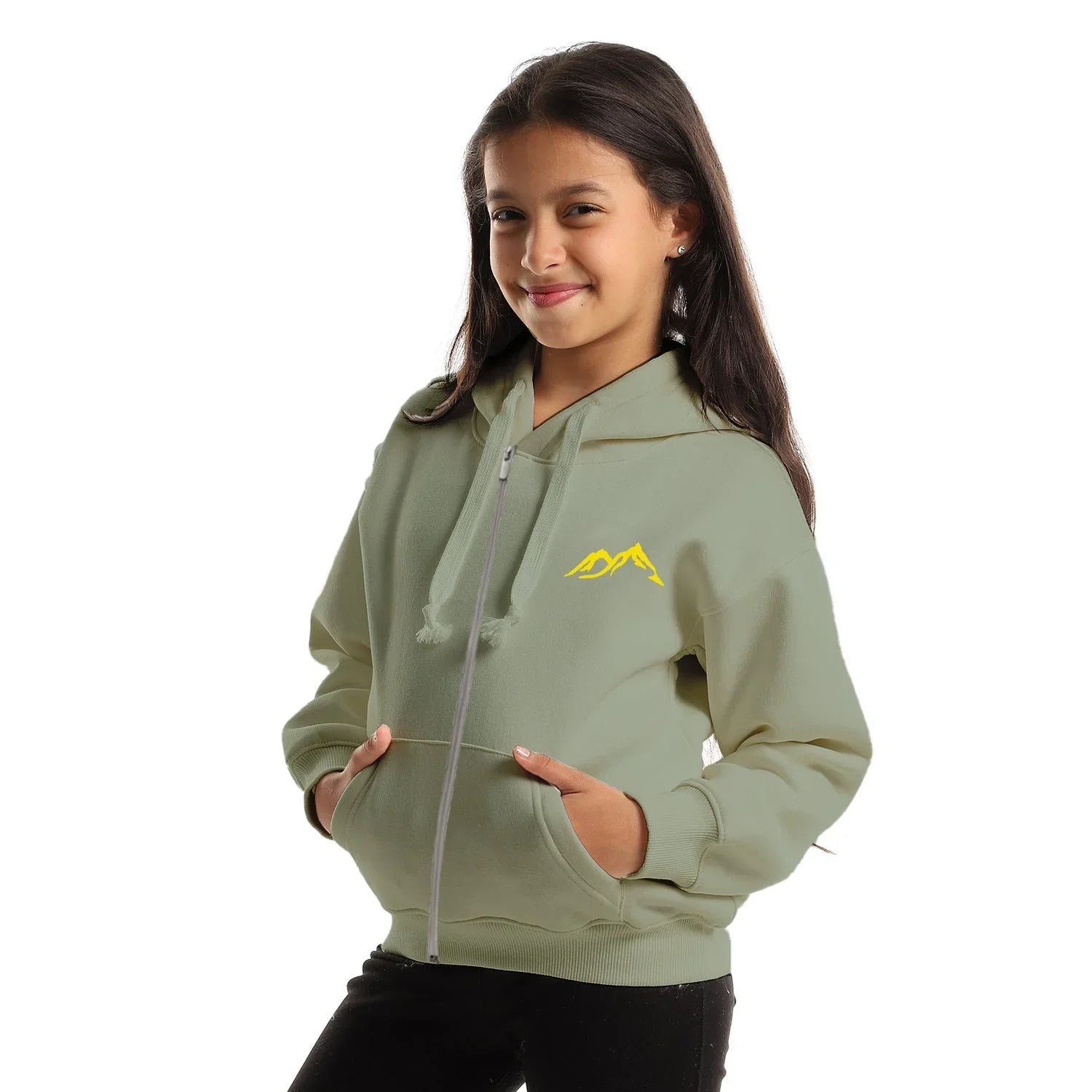 NAS Trends - Cold Mountain Kids Oversized Zip-up Hoodie-Olive 3