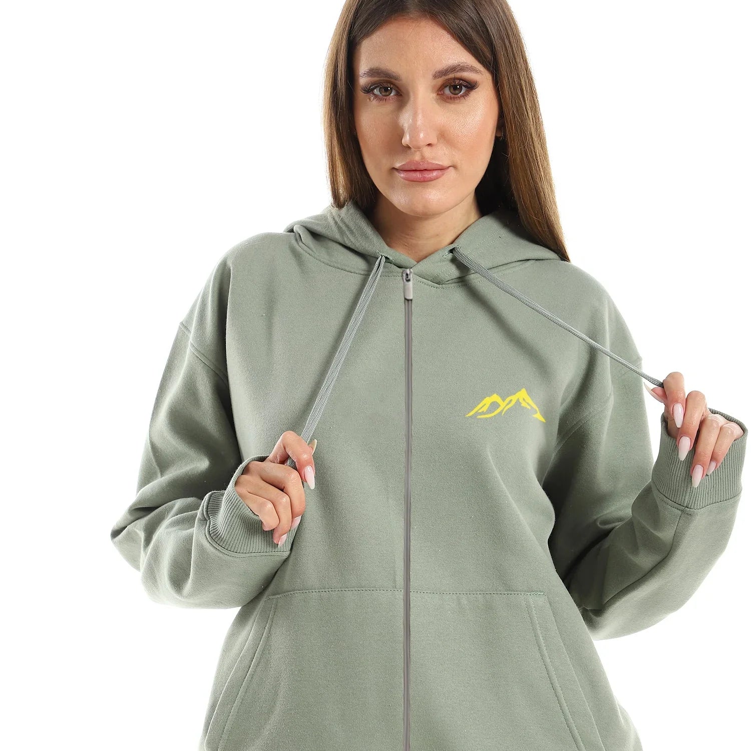 NAS Trends - Cold Mountain Unisex Oversized Zip-up Hoodie-Olive 4