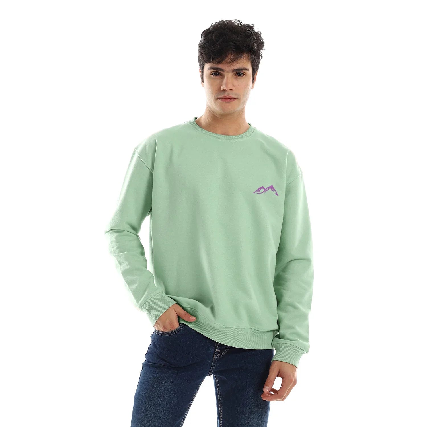 NAS Trends - Cold Mountain Unisex Oversized Crew-neck Sweatshirt-mint Green 3