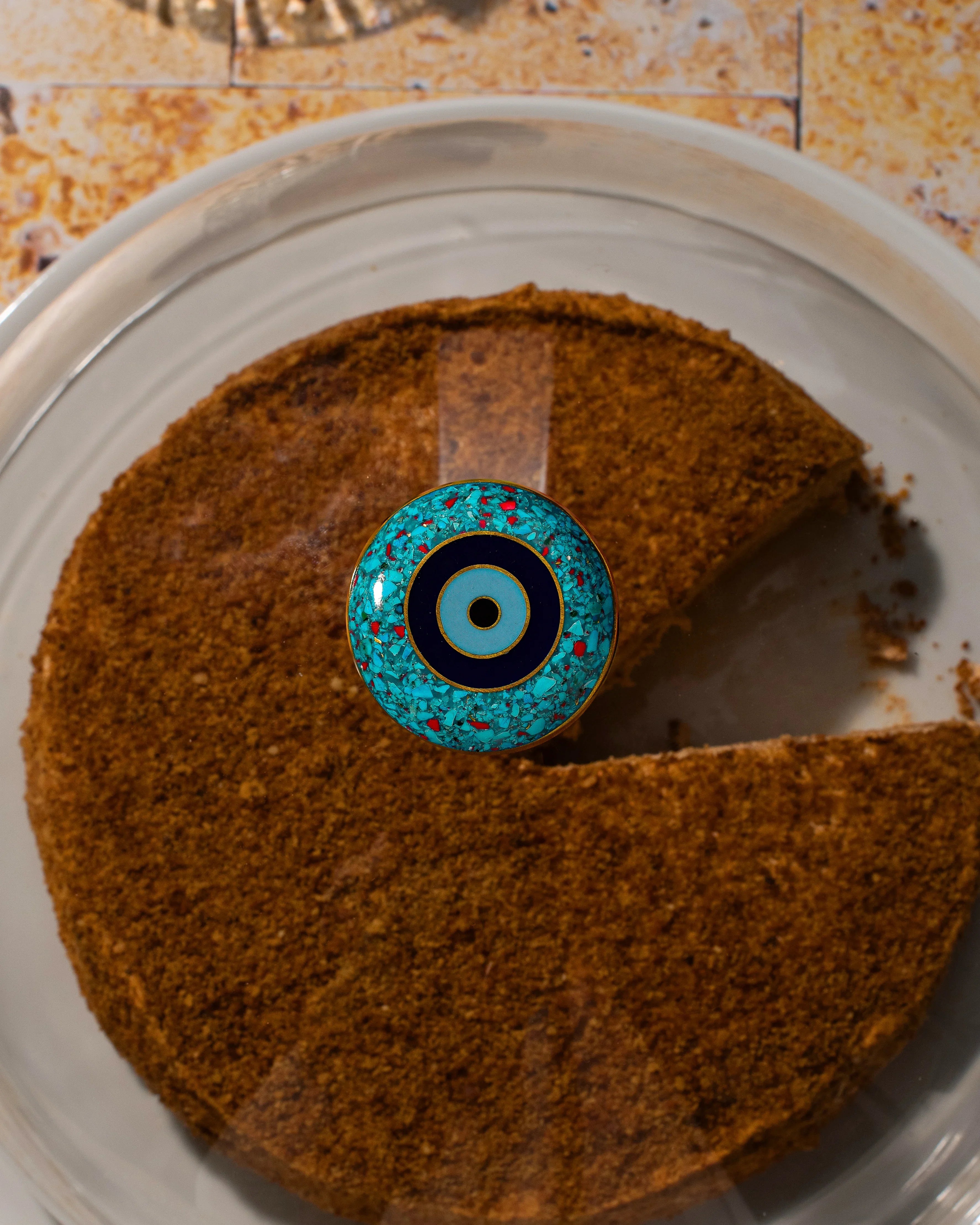 Rechote - Rounded Porcelain Serving Plate - Evil Eye Turquoise*Red 1