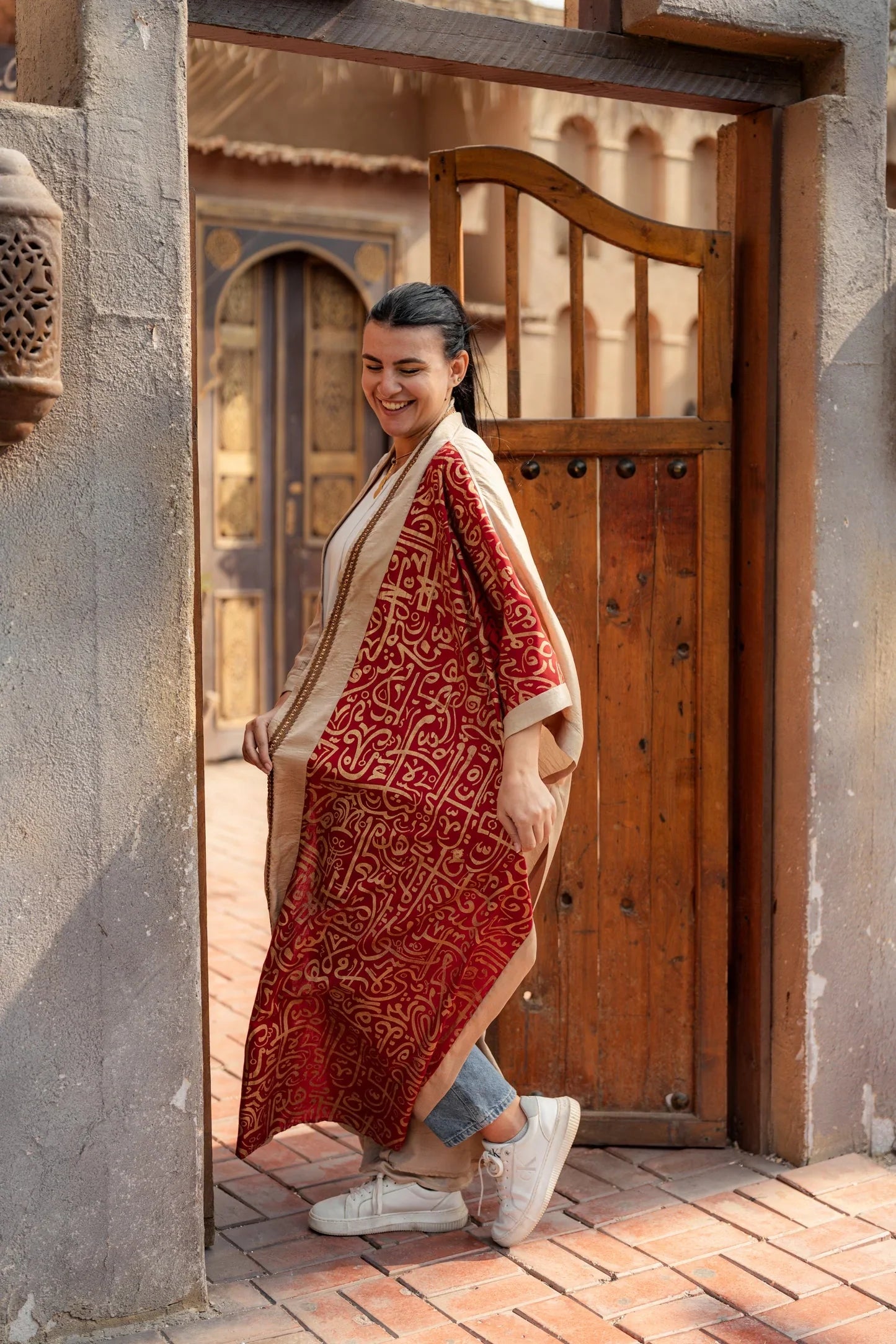 Dress Code - Golden Linen Kaftan Red 5