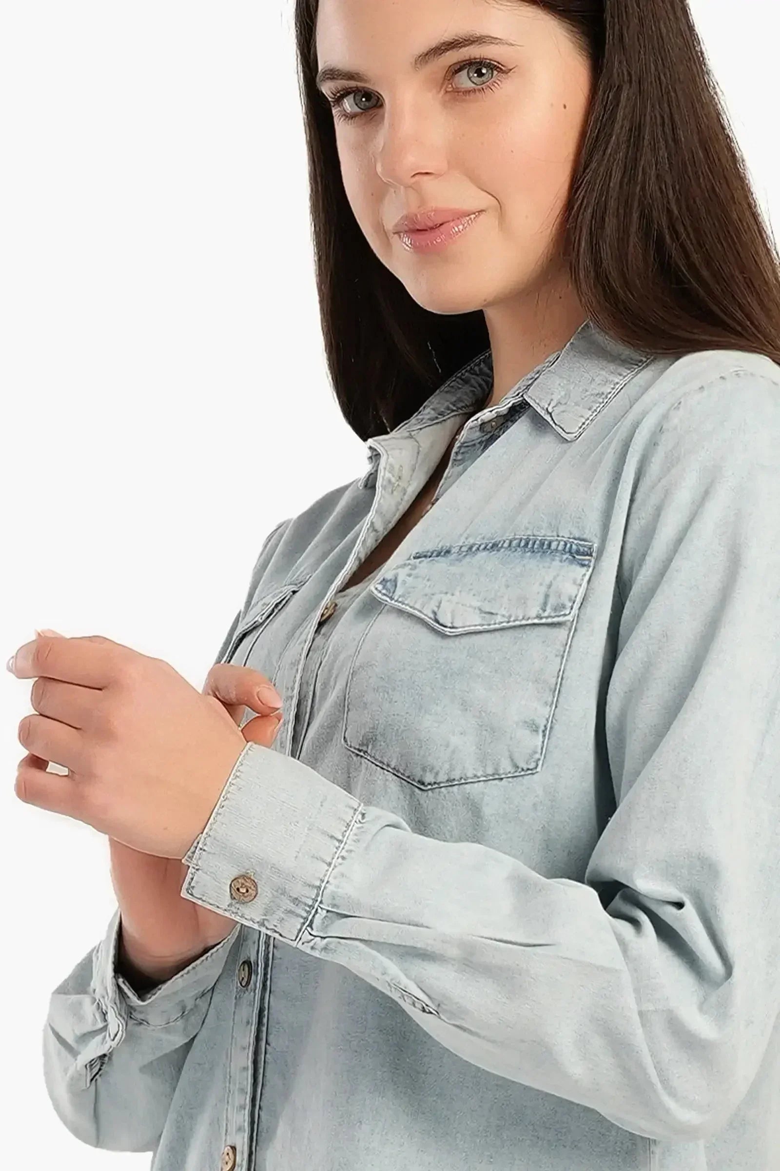 Carina - Denim Shirt with Flap Pockets 4