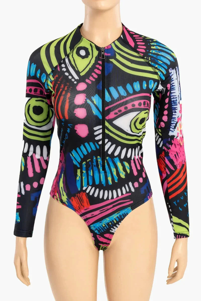 Carina - Abstract Rash Guard Swimsuit 5