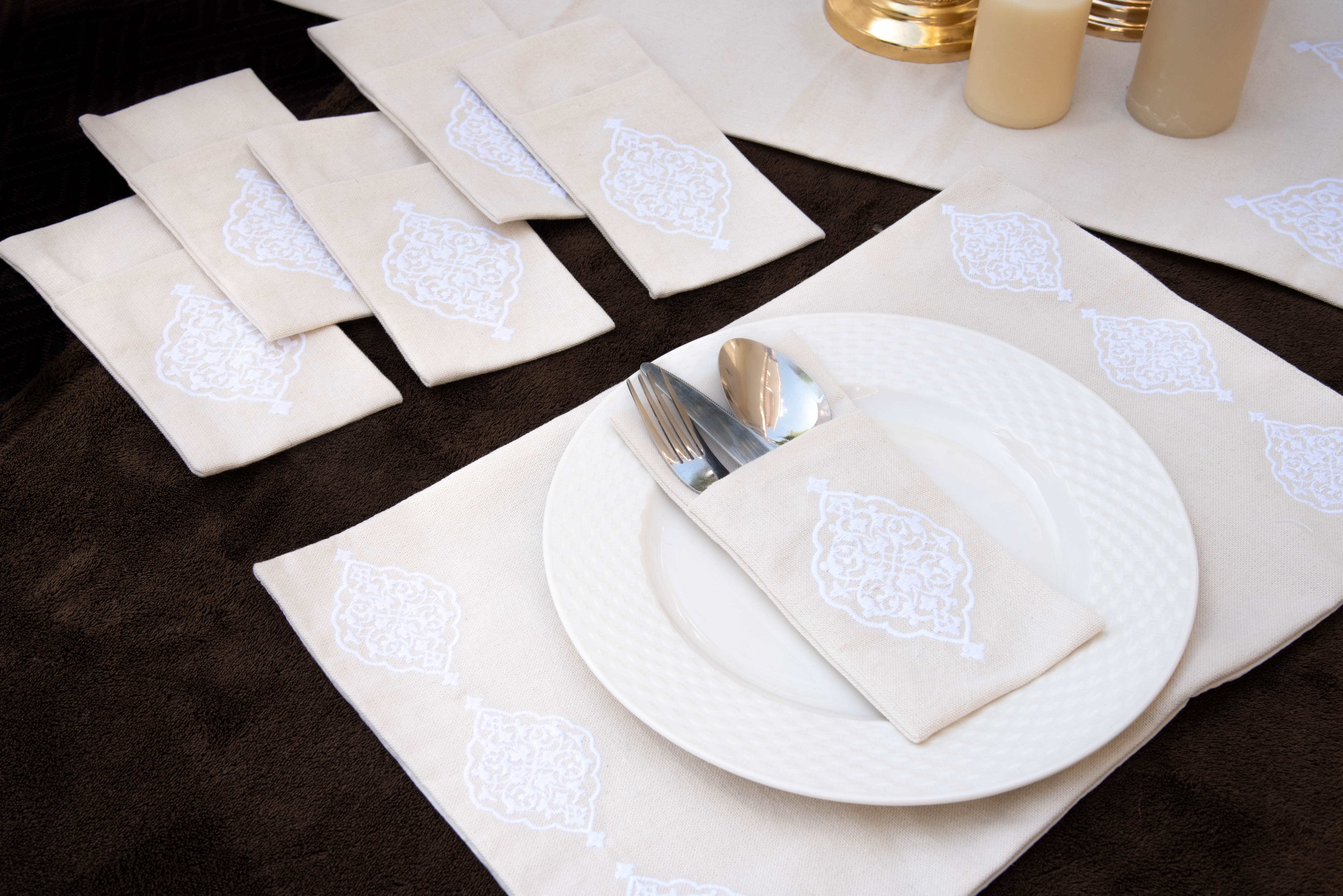 White Ramadan Arabesque Cutlery Holder Set - Ticas 1