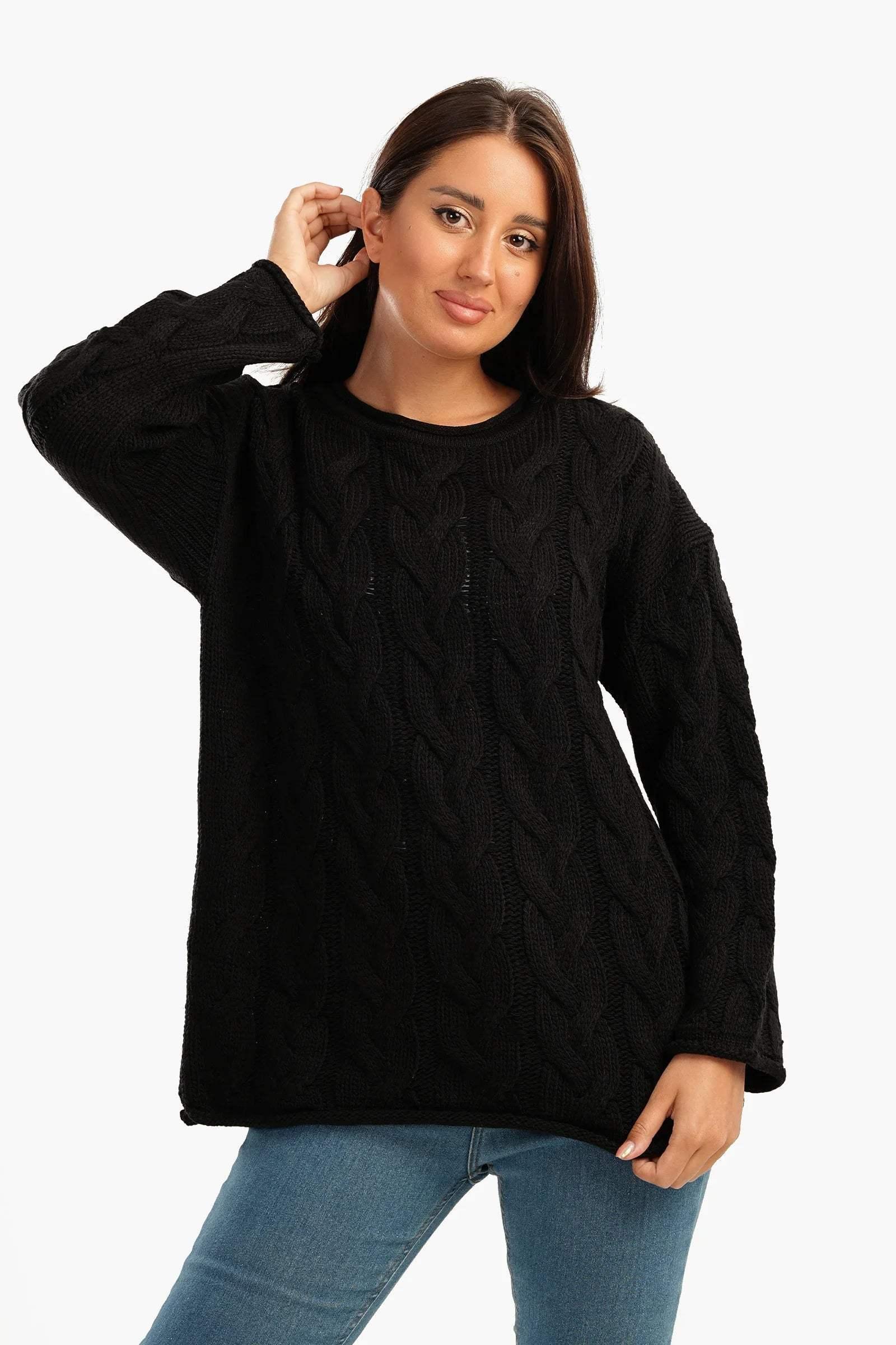 Carina - Cable Knitted Round Neck Pullover 2