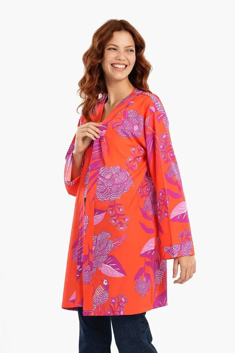 Carina - Orange Kimono with Purple Print 2