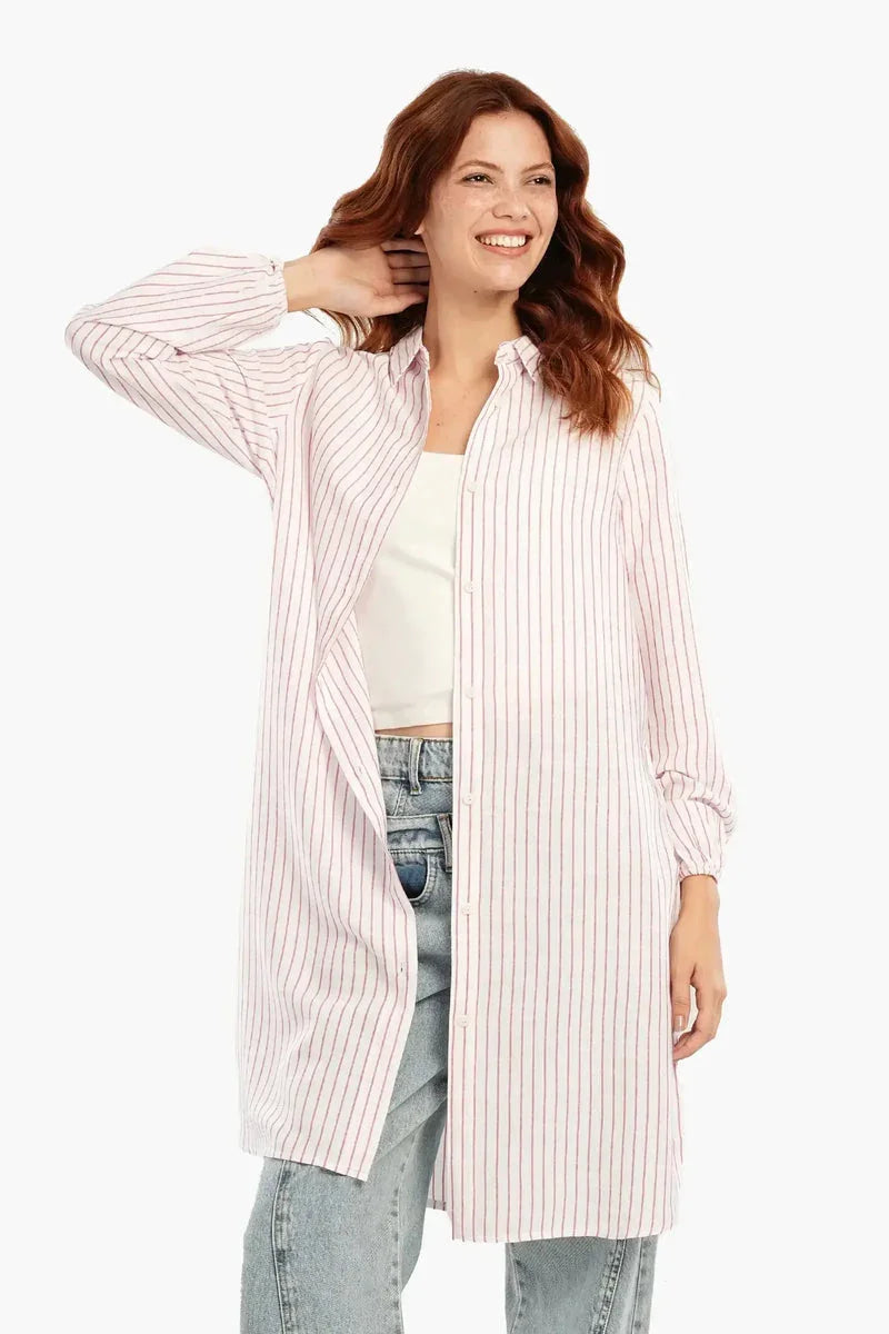 Carina - Striped Short Shirt Dress 1