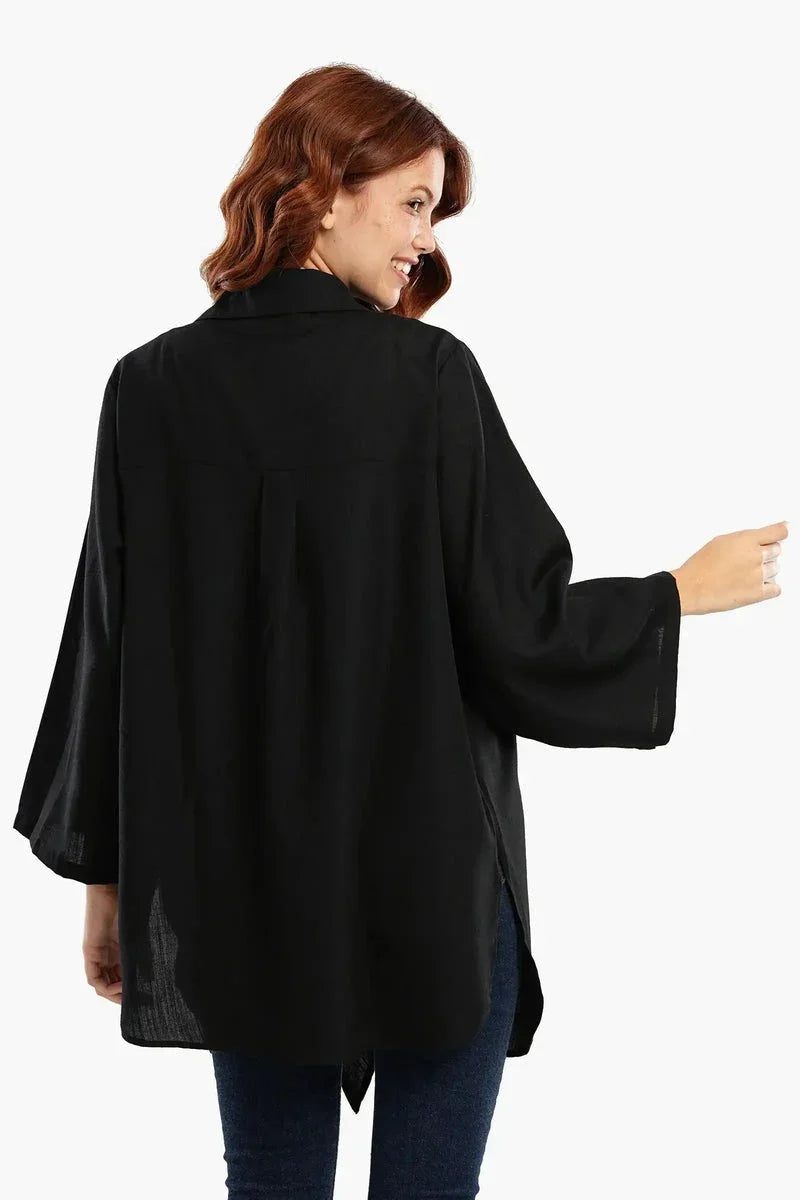 Carina - Black Kimono with Front Tie 3