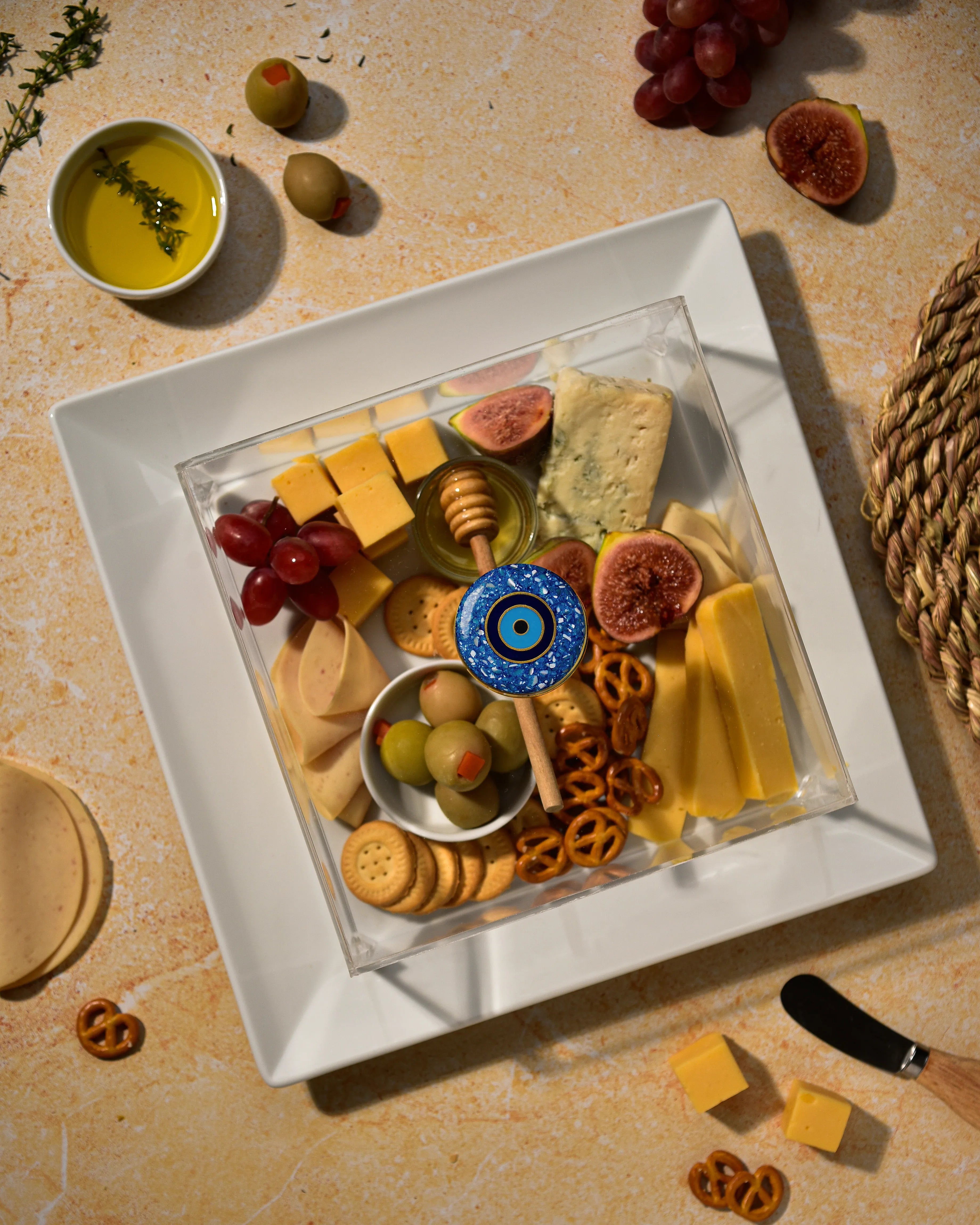 Rechote - Squared Porcelain Serving Plate - Eyeline Blue*Turqoise 2