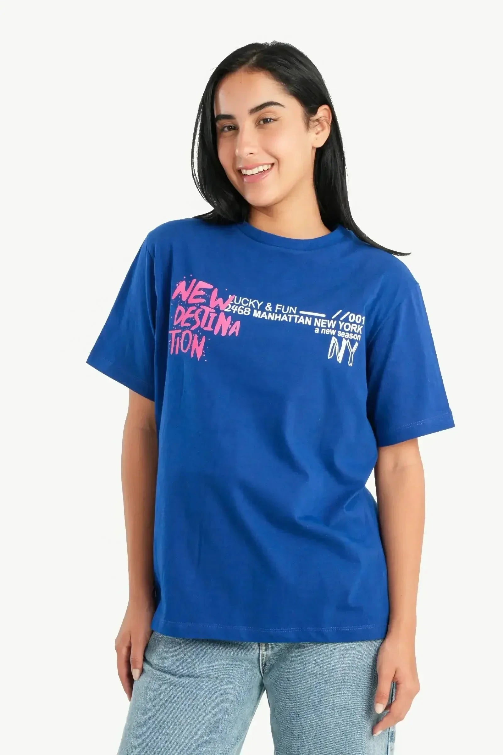 Carina - Printed Blue T-Shirt 1