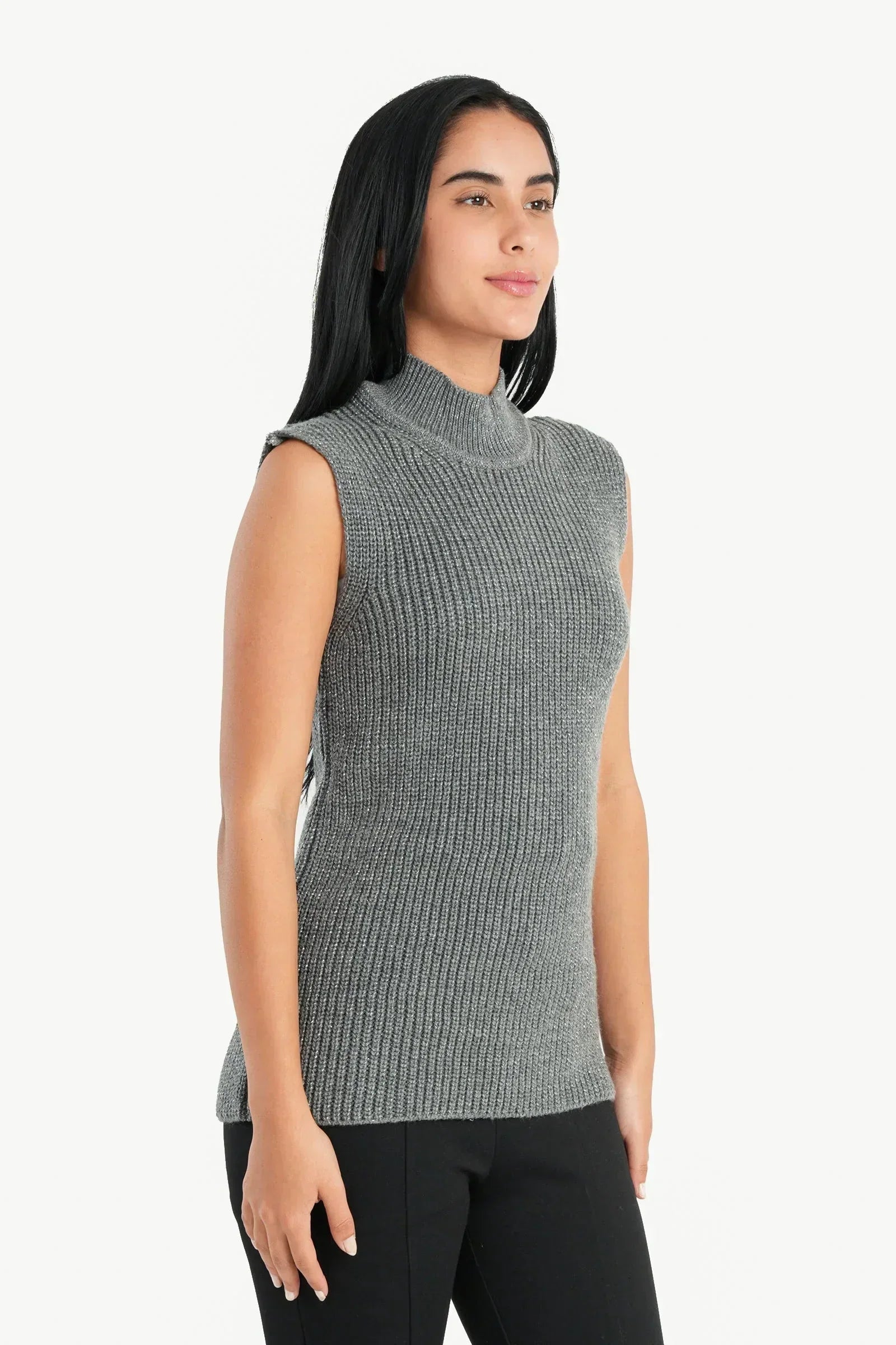 Carina - High Neck Ribbed Pullover 2