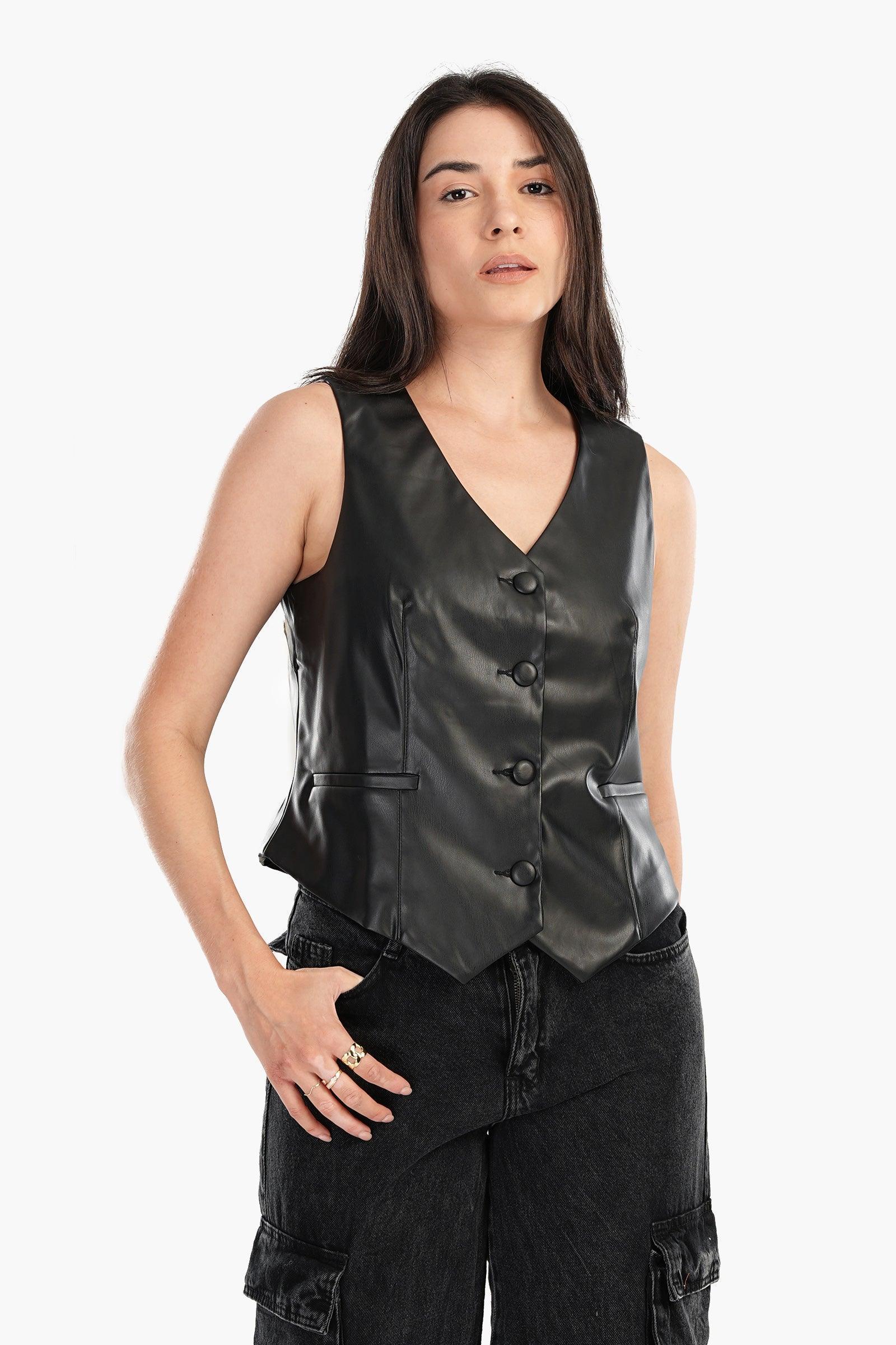 Clue - Black Leather Vest 1