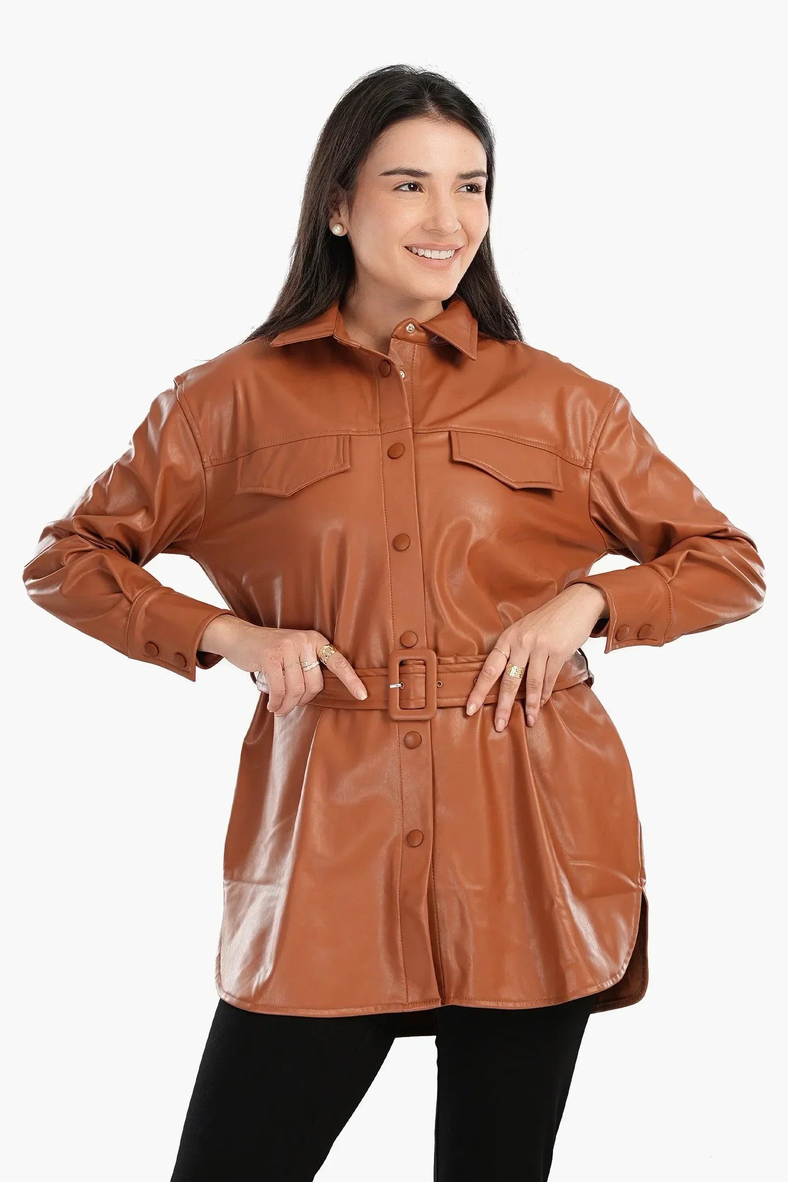 Clue - Leather Shirt with Waist Belt 3