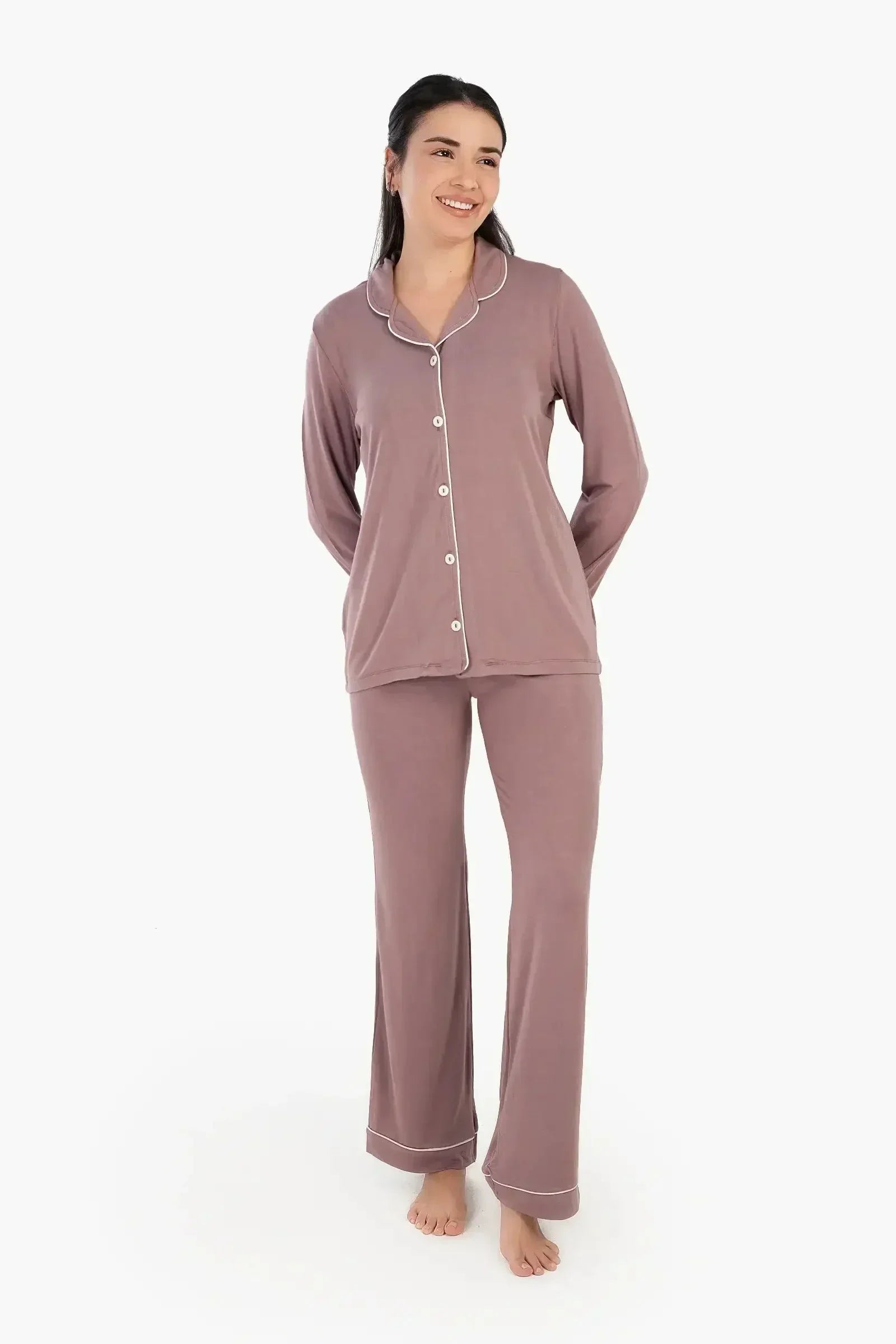 Carina - Viscose Contrast Piping Pyjama Set 2