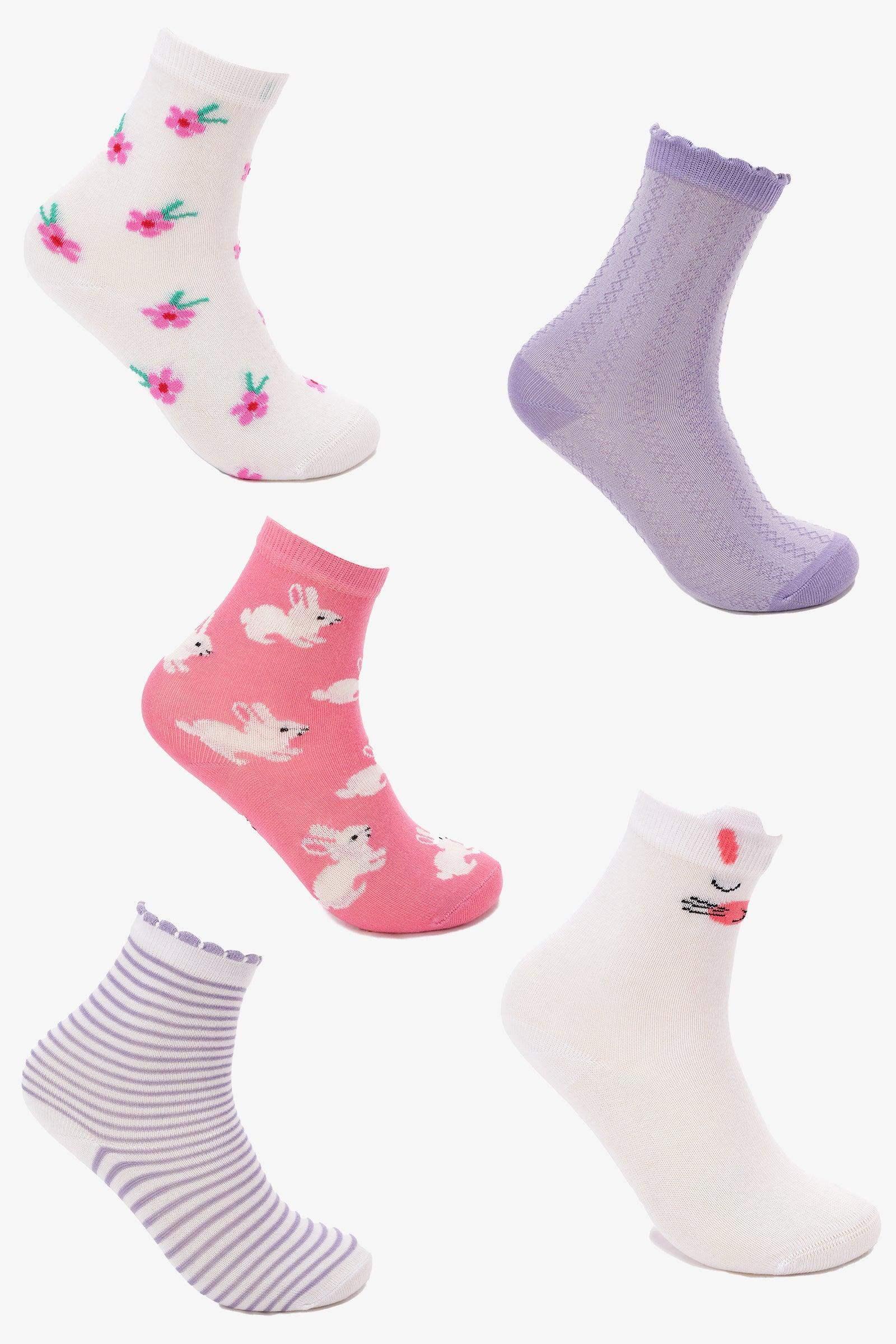Carina - Girly Cotton Socks - 5 Pairs 1