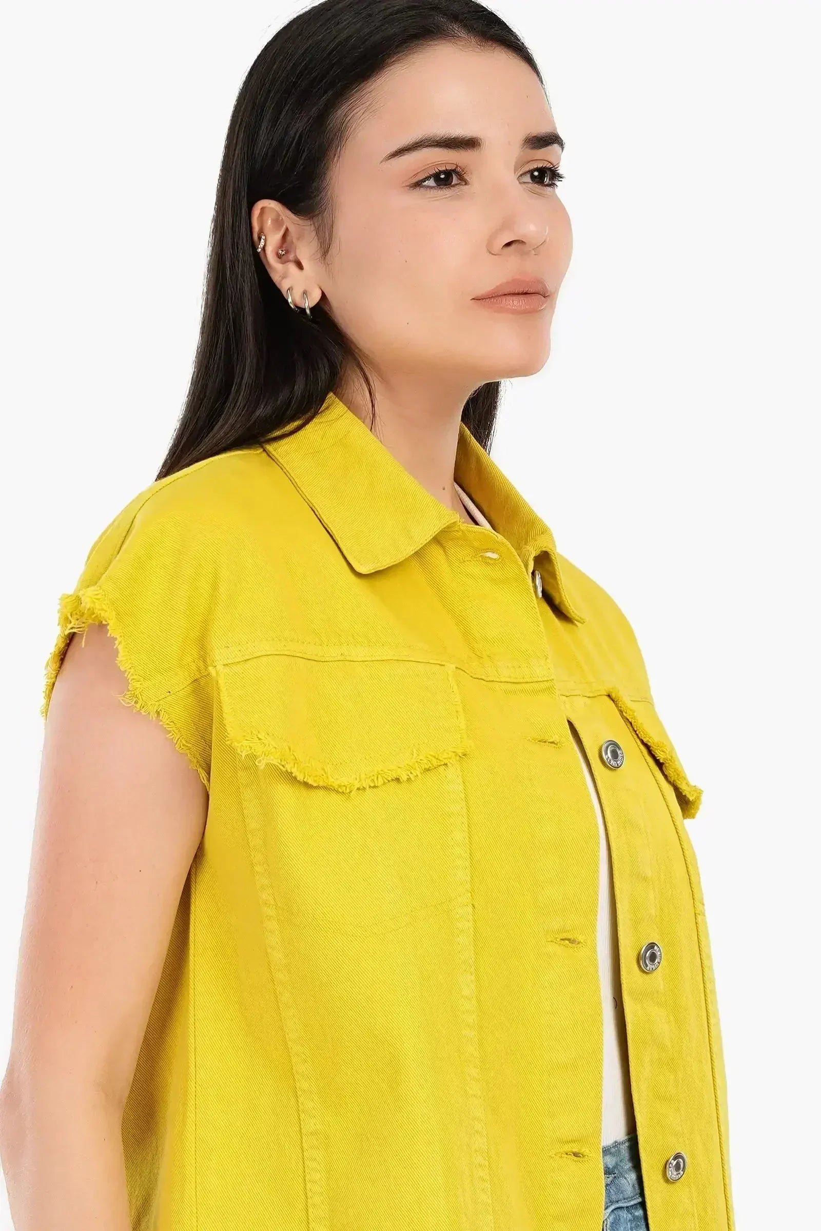 Carina - Raw Hem Denim Vest 12