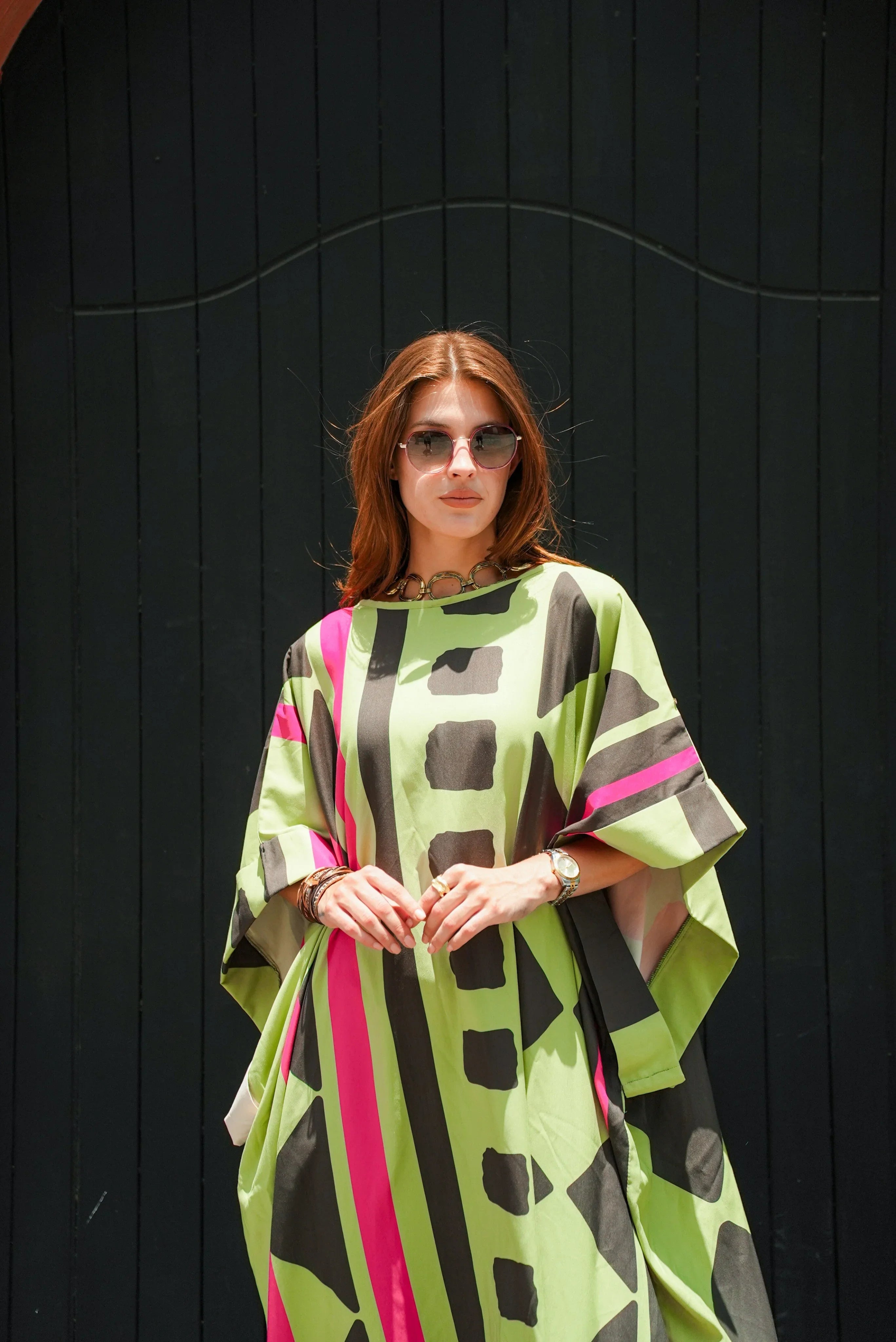 Dress Code - lime printed dress 4