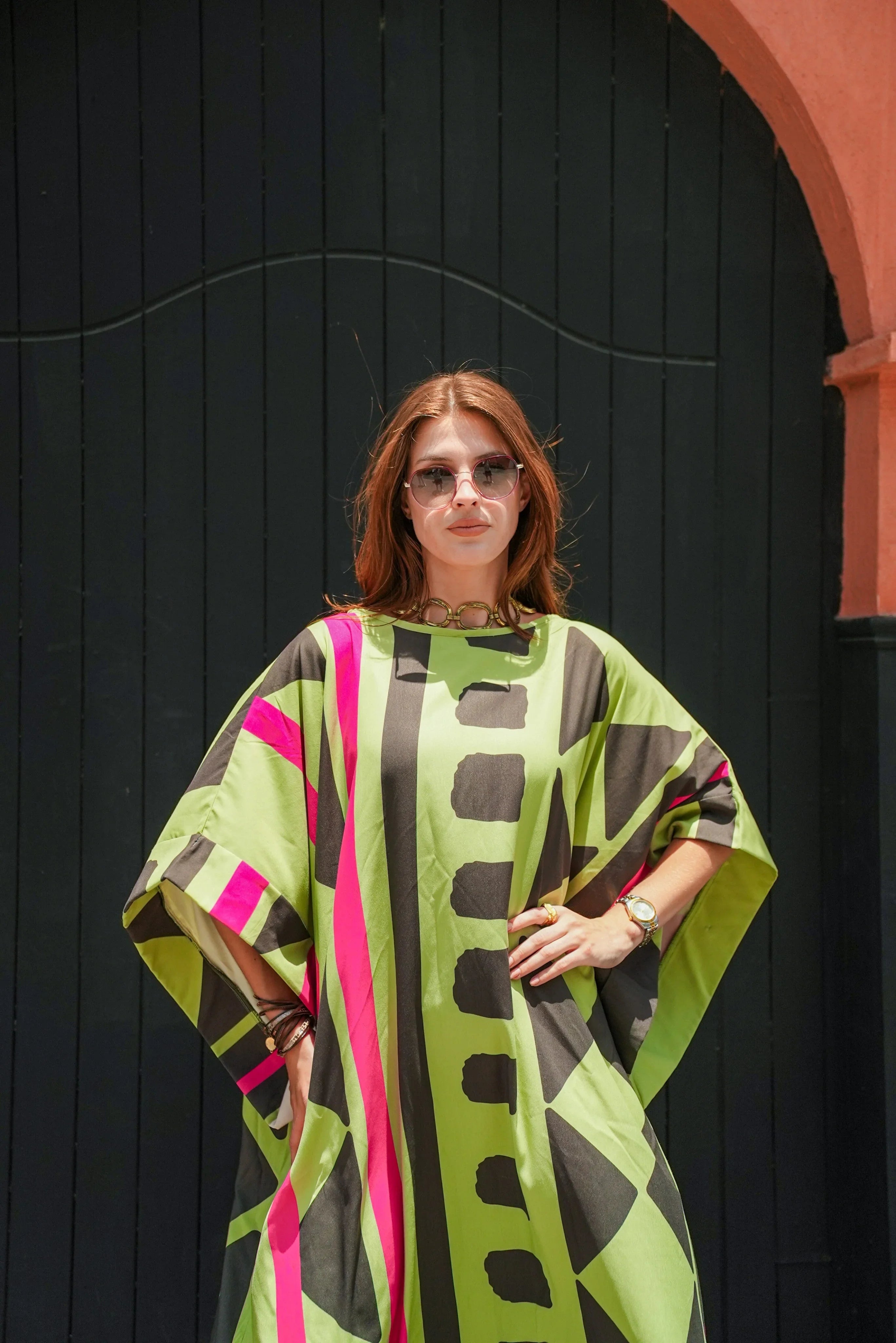 Dress Code - lime printed dress 1