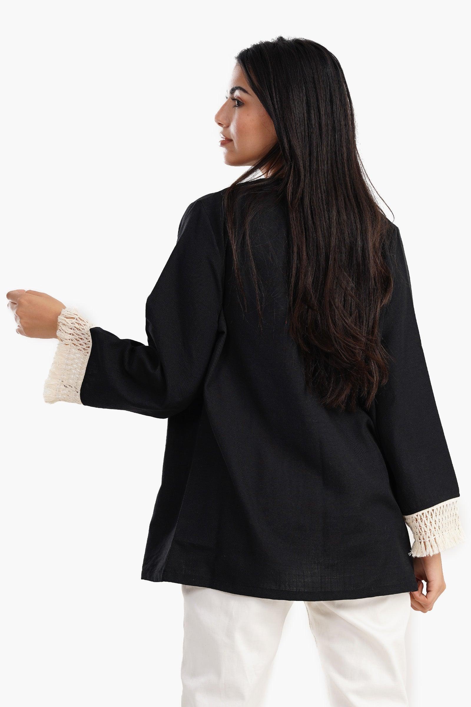 Clue - Cardigan with Fringe Cuffs 1