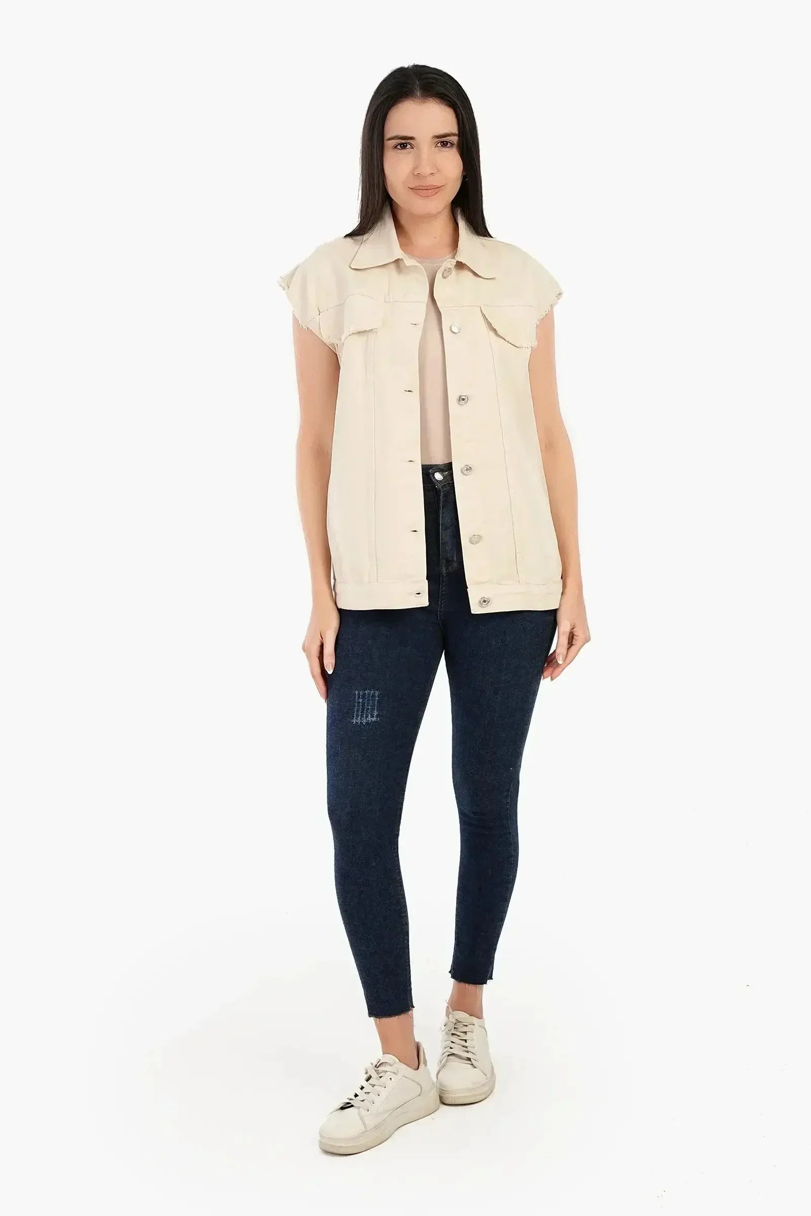 Carina - Raw Hem Denim Vest 20