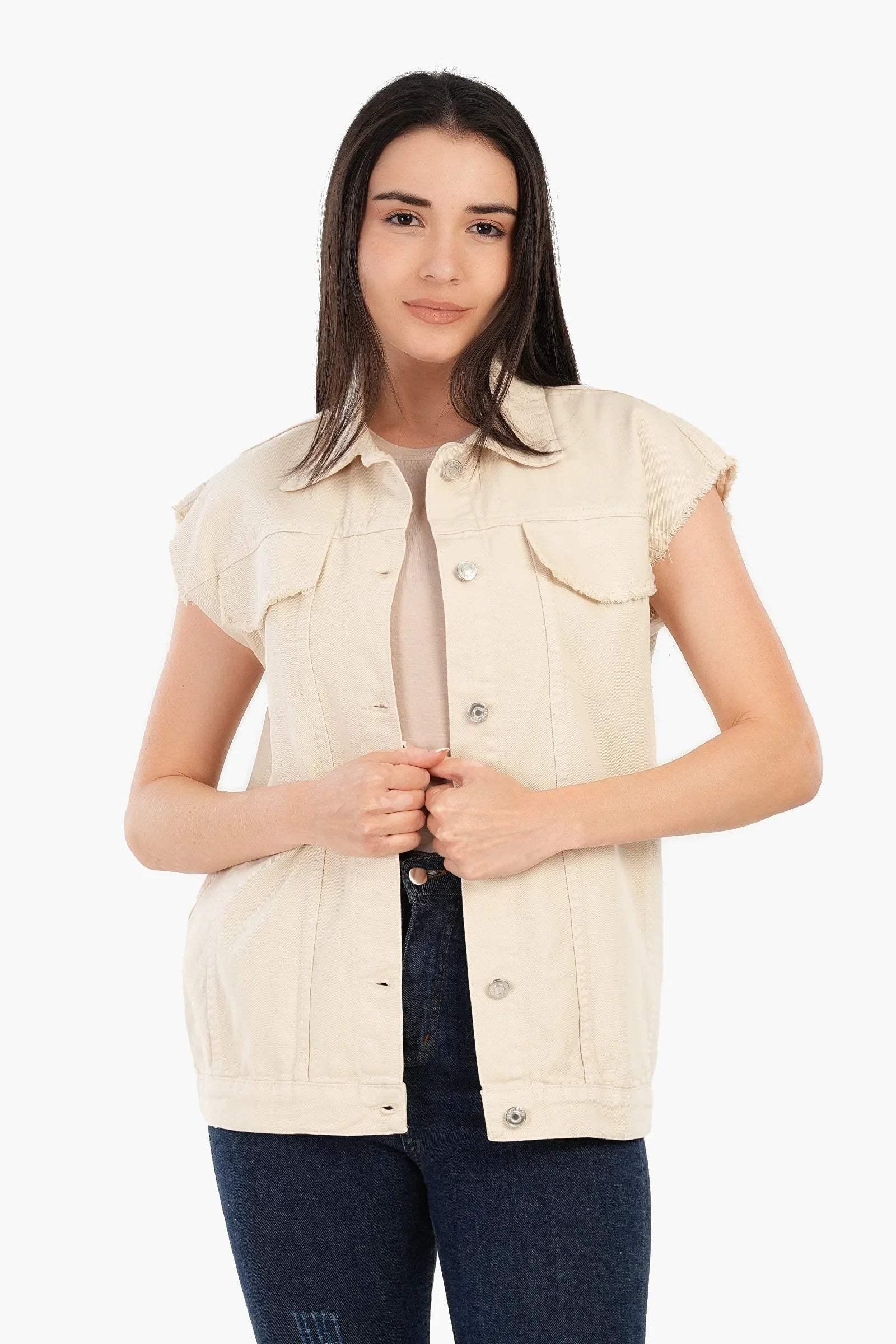 Carina - Raw Hem Denim Vest 13