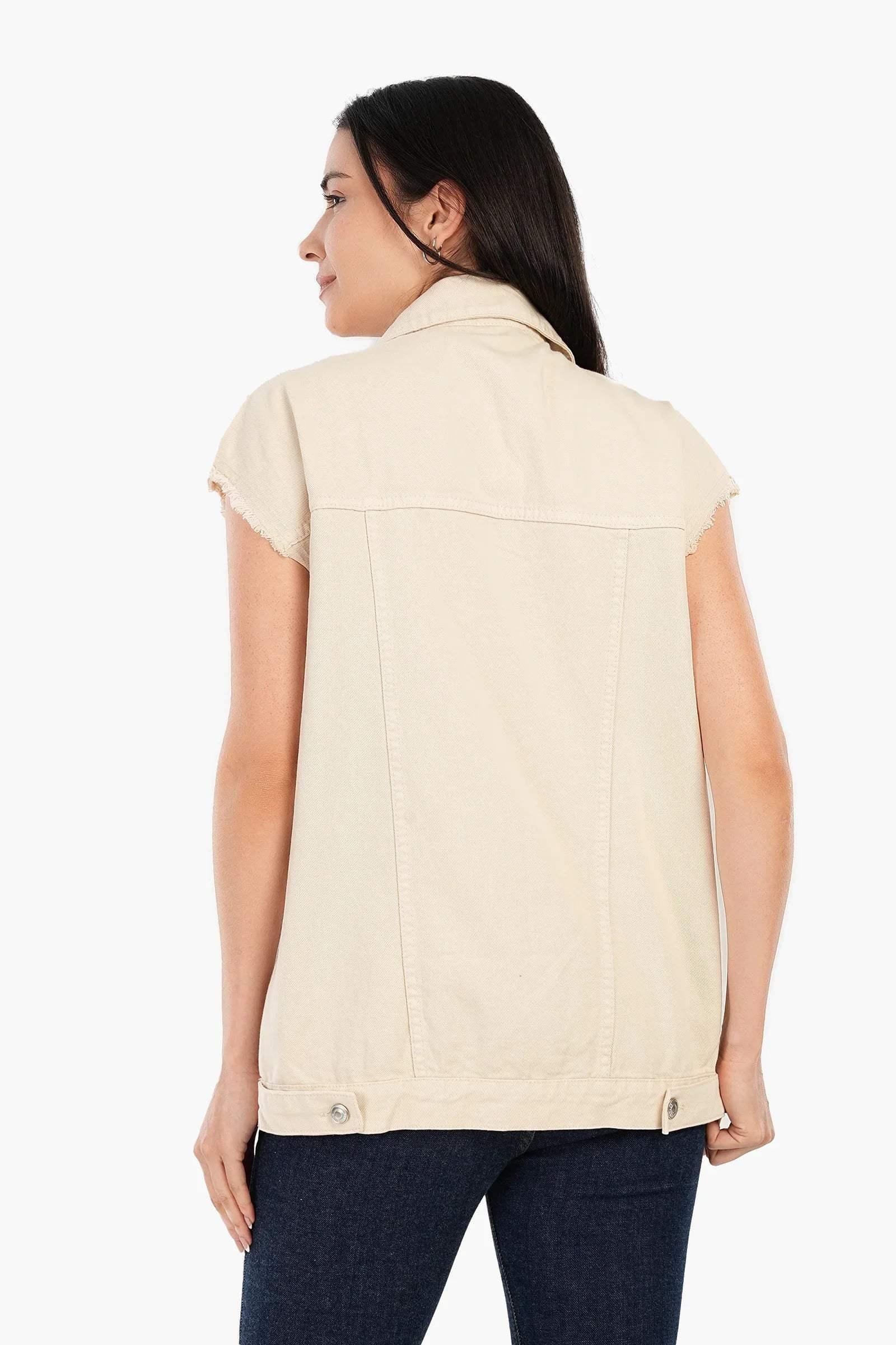 Carina - Raw Hem Denim Vest 15