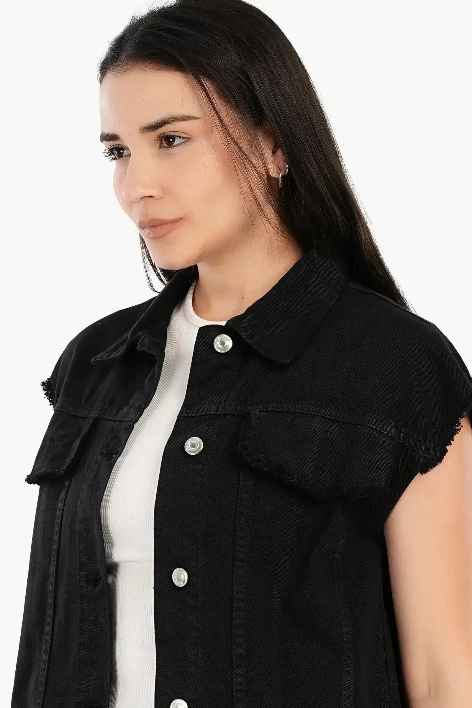 Carina - Raw Hem Denim Vest 8