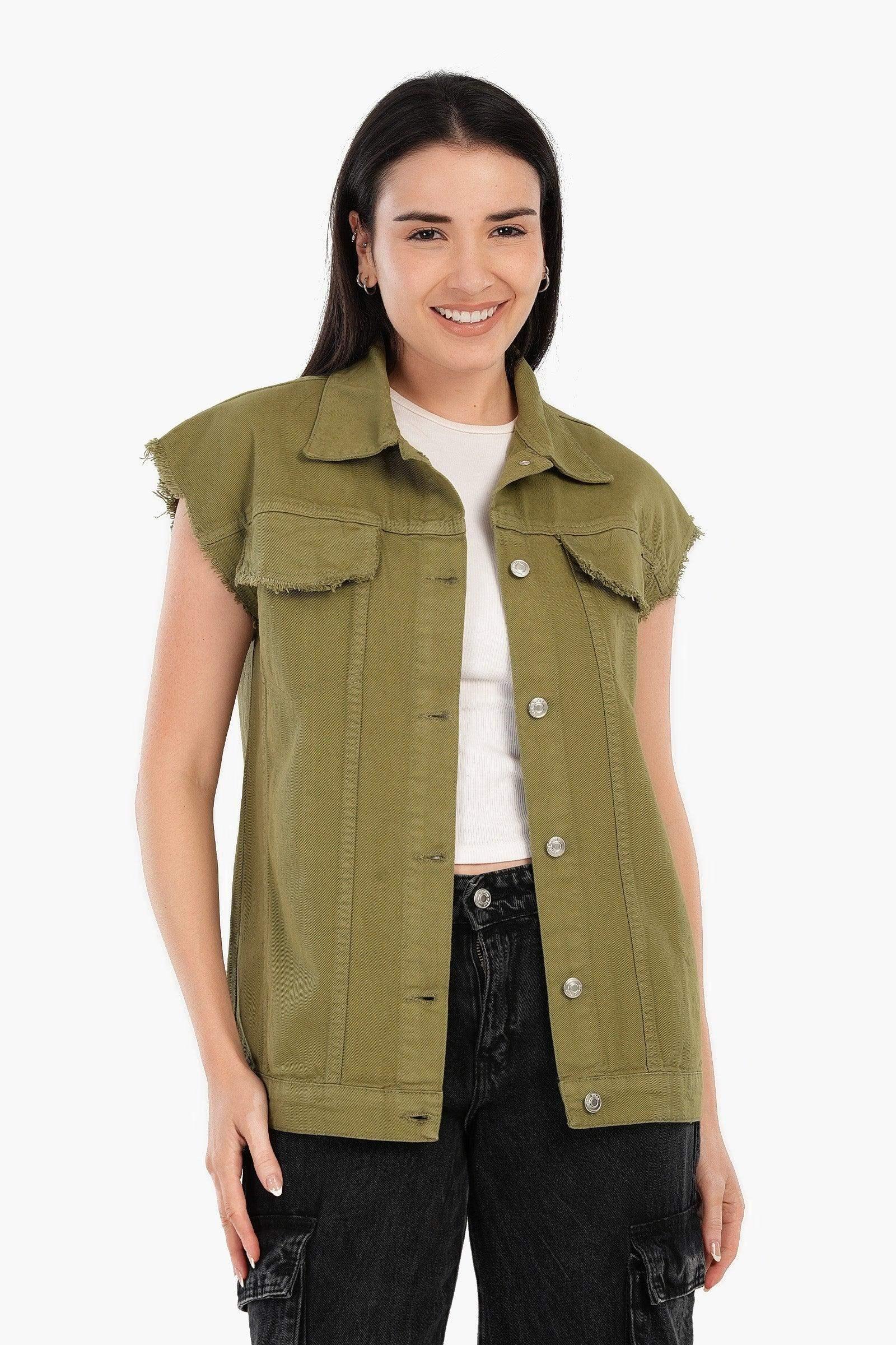 Carina - Raw Hem Denim Vest 1