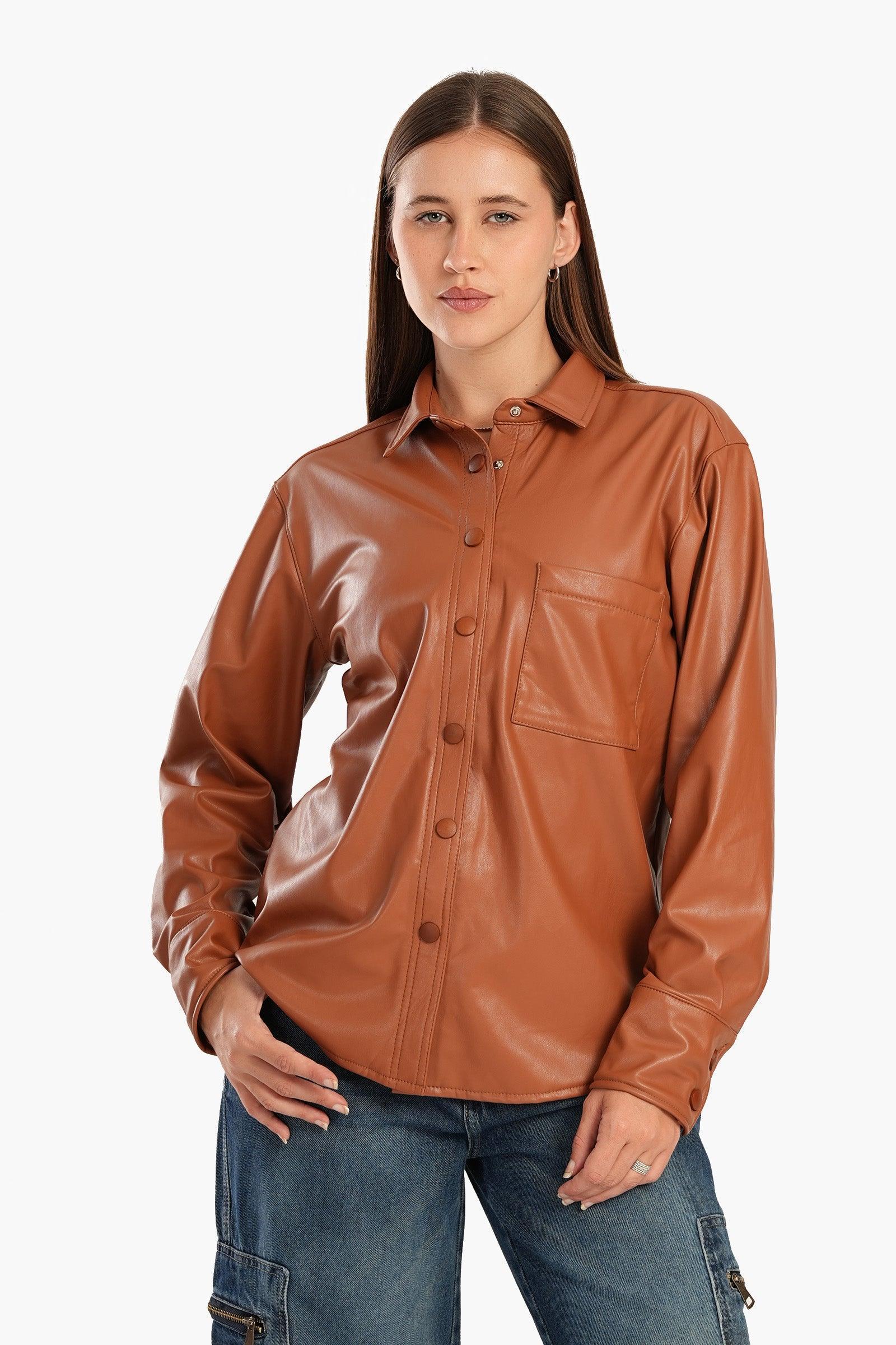 Clue - Leather Shirt with Snap Closure 1
