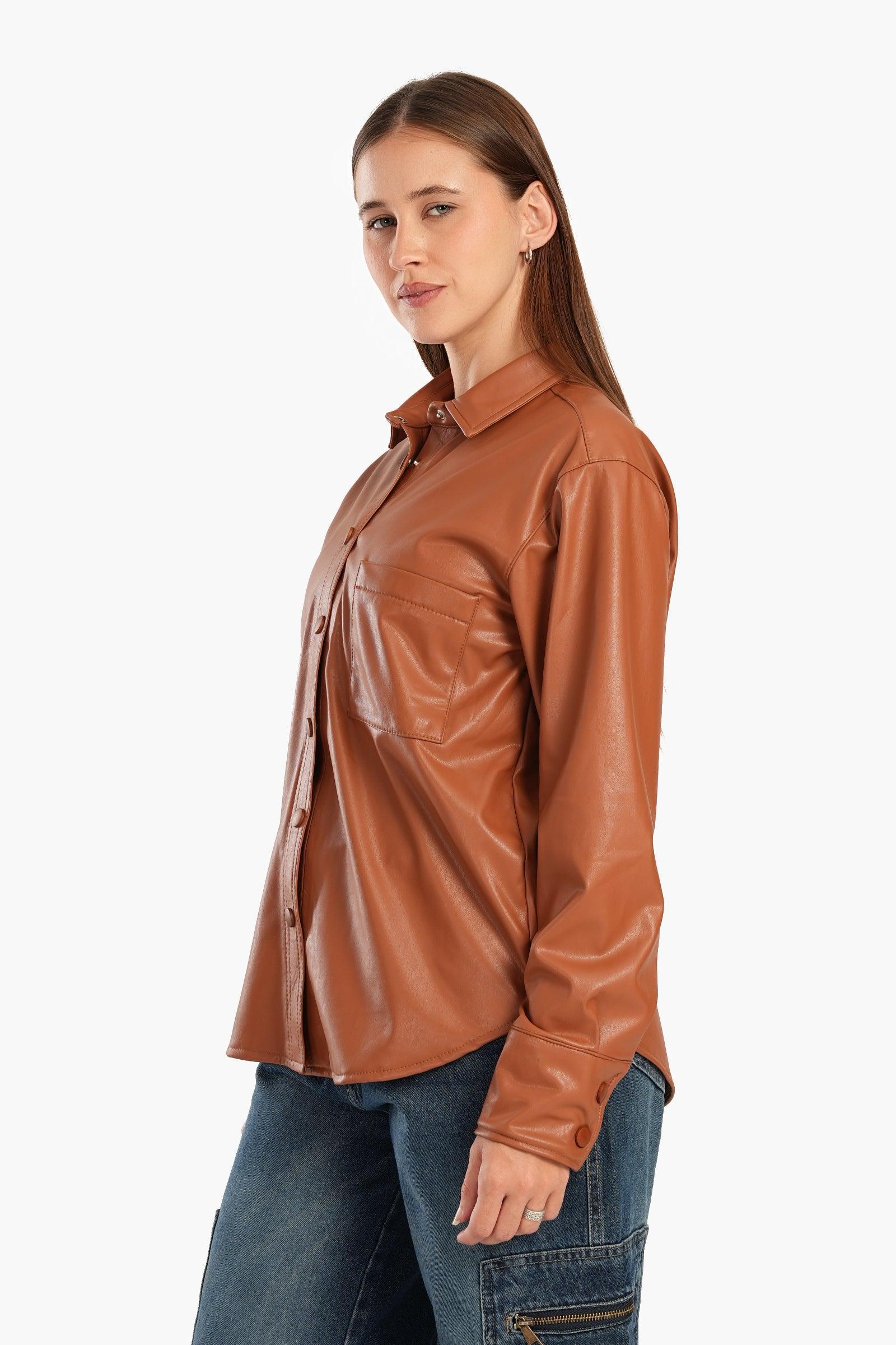 Clue - Leather Shirt with Snap Closure 2