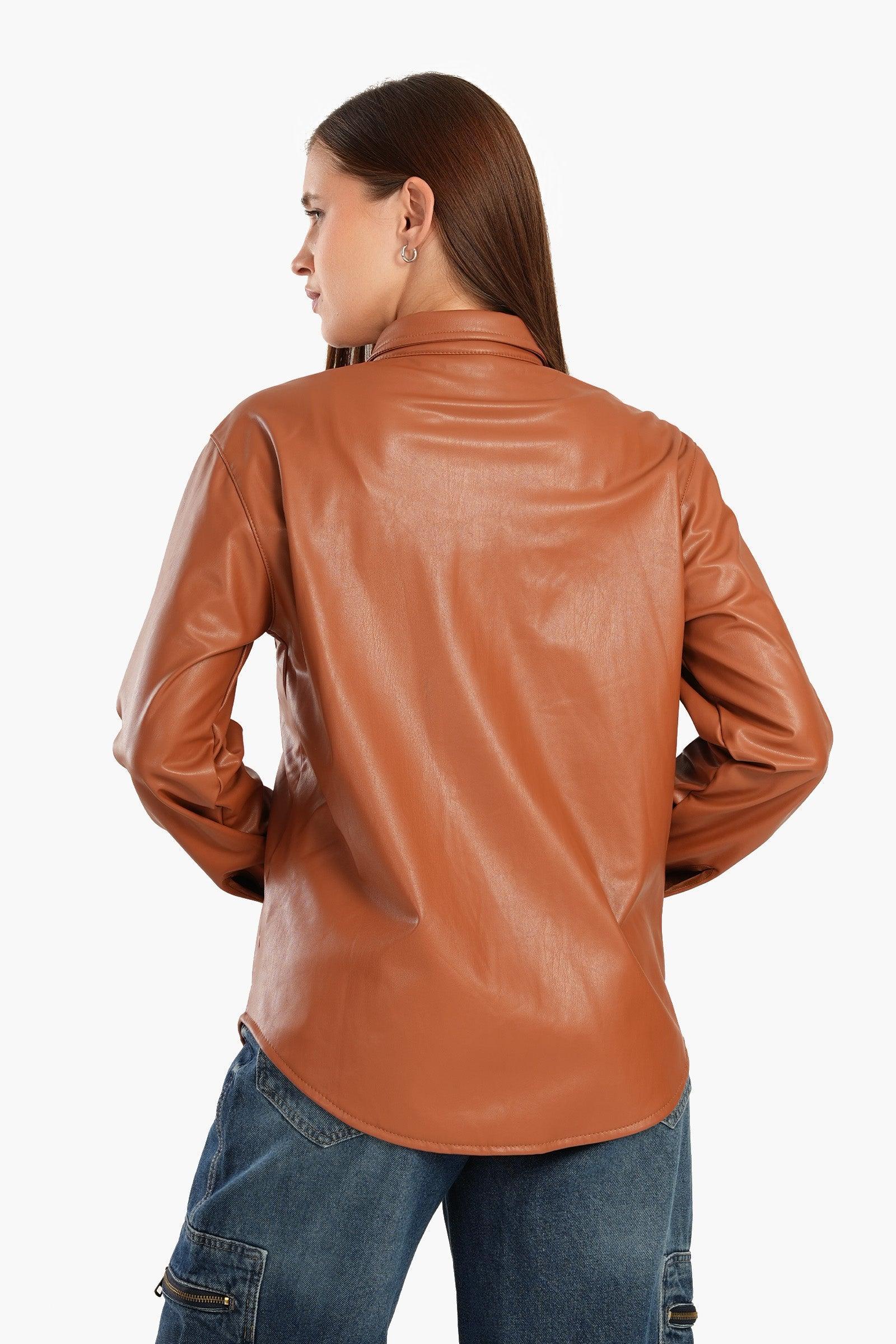 Clue - Leather Shirt with Snap Closure 4