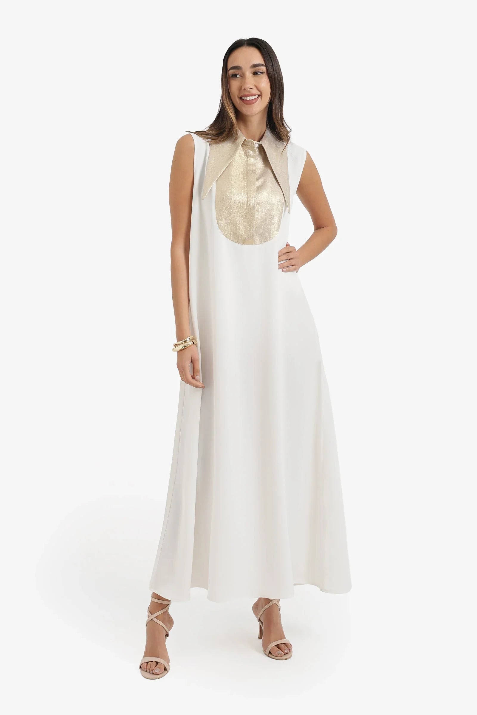 Contrast-Collar Maxi Dress - Carina 1