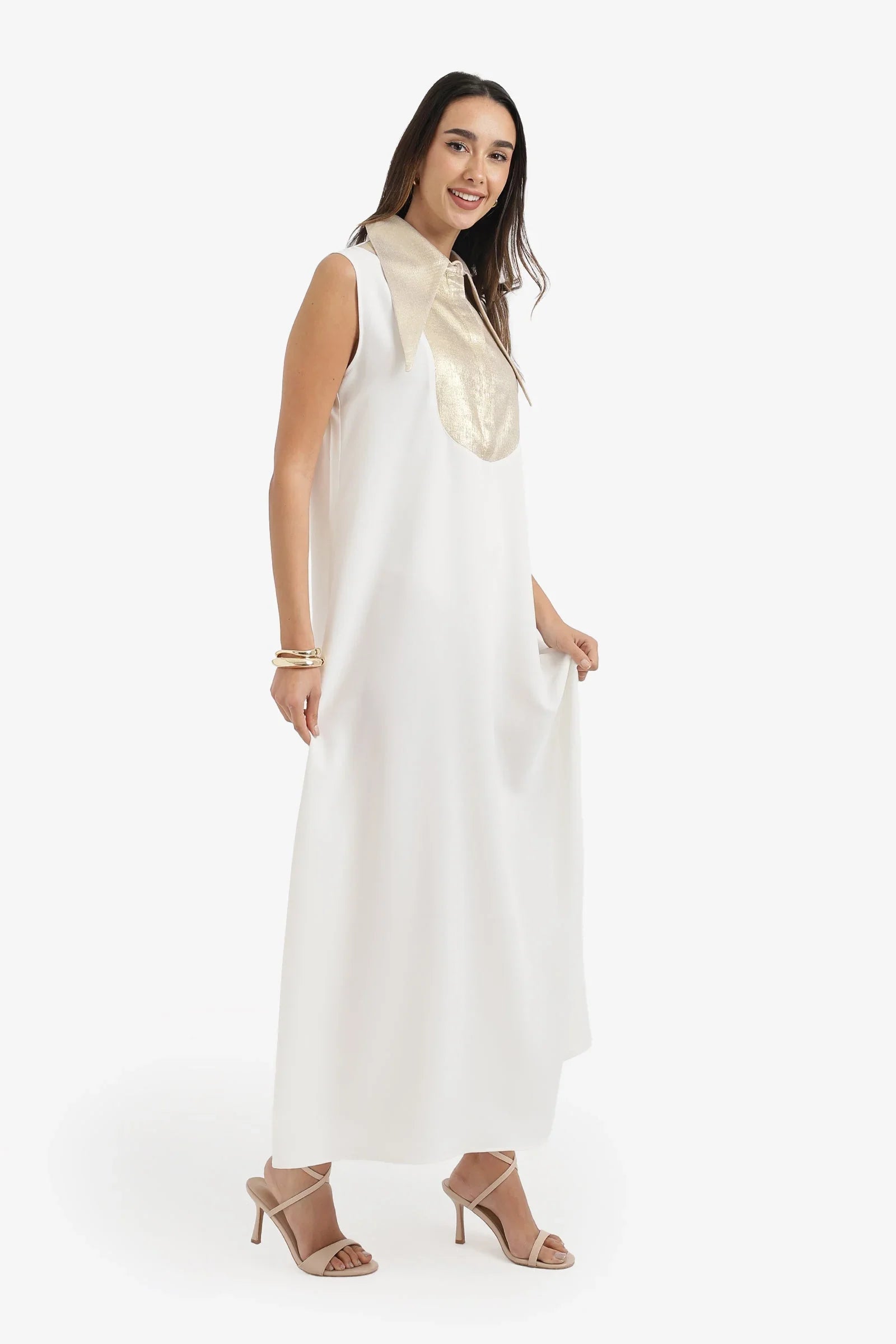 Contrast-Collar Maxi Dress - Carina 2